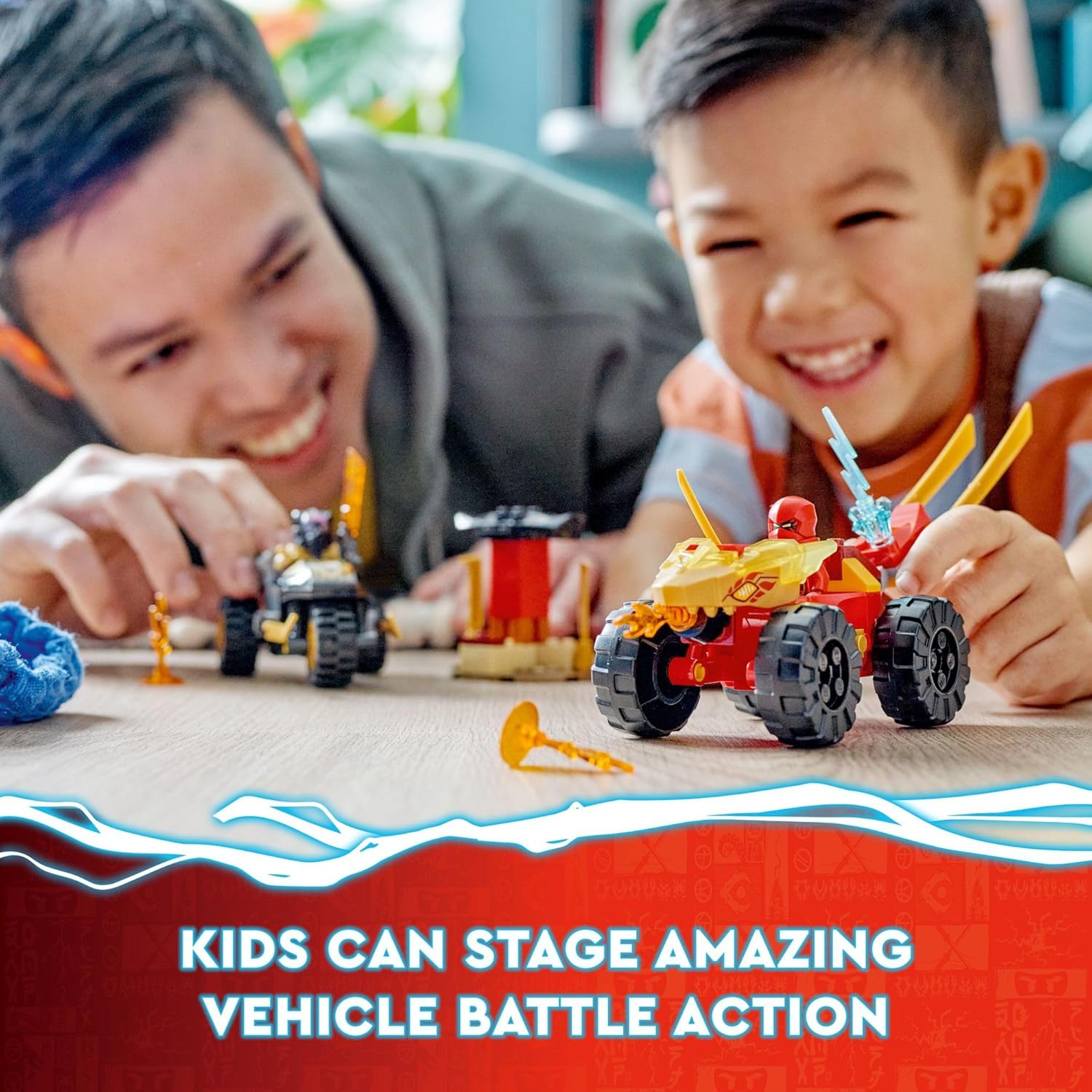 LEGO NINJAGO Kai and Ras 71789 – Juego de juguetes de construcción para principiantes, cuenta con un juguete de auto ninja y bicicleta más 2