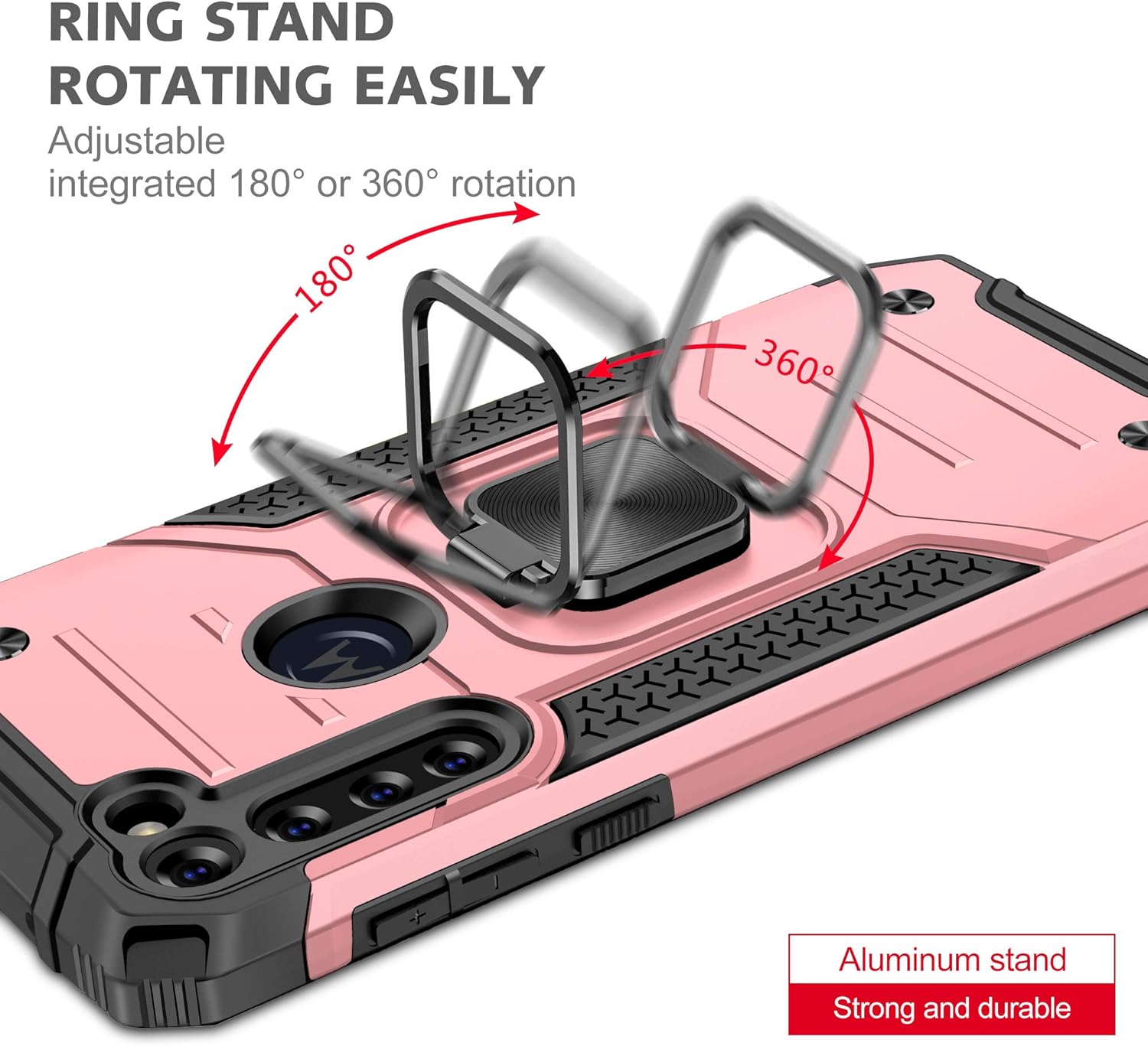 Asuwish Funda compatible con Moto G Power 2020 y protector de pantalla de vidrio templado, accesorios de celda, soporte de anillo híbrido, soporte