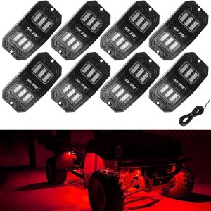 SUNPIE Gran angular 8 cápsulas de luces LED rojas para todoterreno, camión, automóvil, ATV, UTV, SUV, motocicleta, debajo del cuerpo, lámpara de luz SUNPIE Gran angular 8 cápsulas de luces LED rojas para todoterreno, camión, automóvil, ATV, UTV, SUV, motocicleta, debajo del cuerpo, lámpara de luz