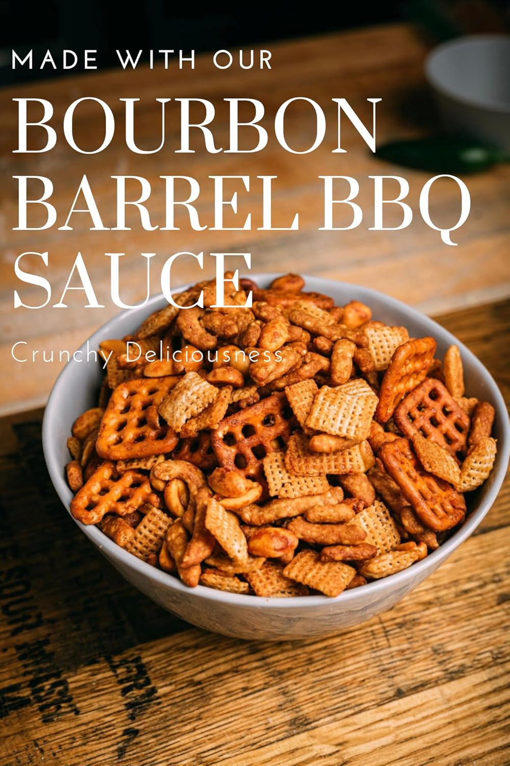 Distiller’s Tasting Room Mix, sabrosa mezcla de pub empapada en salsa BBQ Reaper de cerveza Bourbon, mezcla de fiesta surtida, galletas de arroz,