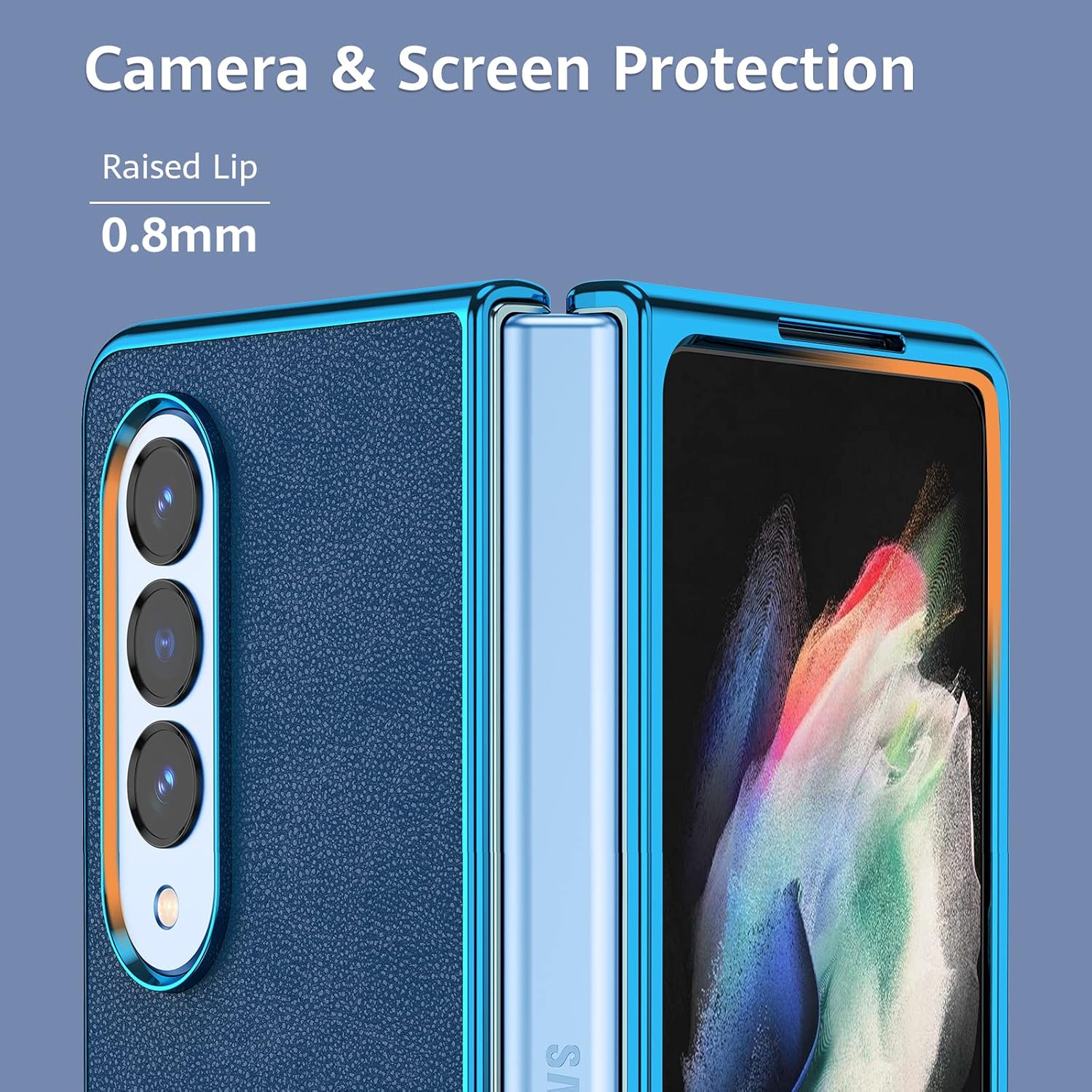 MILPROX Funda compatible con Galaxy Z Fold 4 2022, cubierta dura de cuero actualizada con borde galvanizado de lujo, ultrafino, a prueba de golpes,