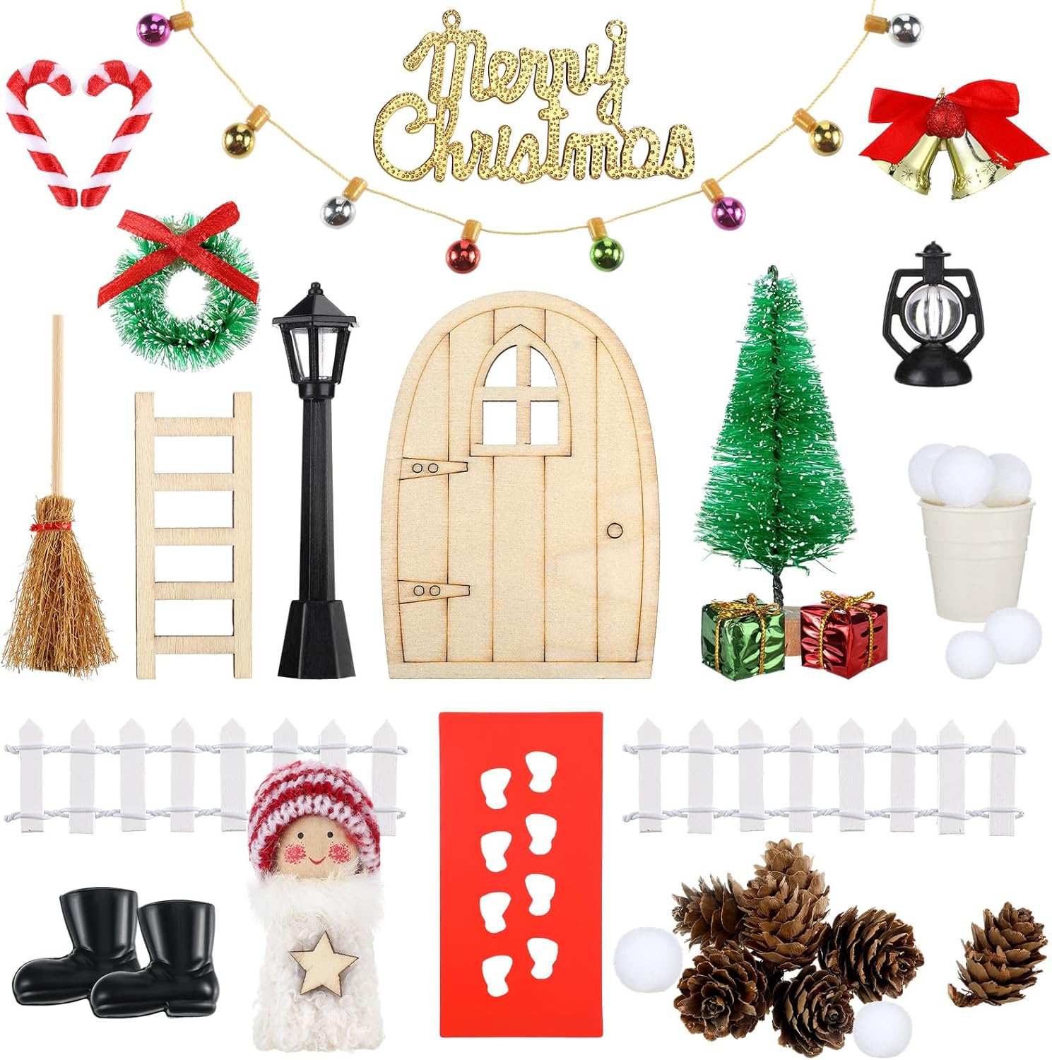 Bencailor Decoración de casa de muñecas de Navidad, accesorios para casa de muñecas en miniatura, modelo de escena pequeña, cajas de regalo de árbol