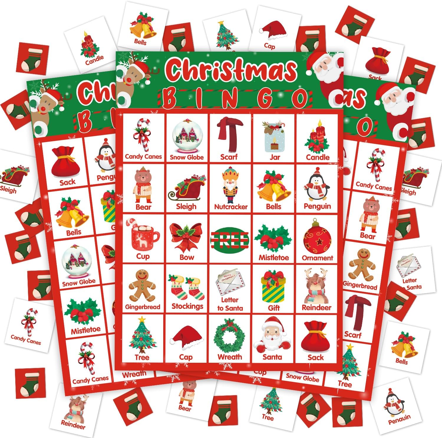 Tarjetas de bingo para Navidad, juego de bingo para estudiantes adolescentes, tarjeta de bingo para 24 jugadores, juego de bingo para niños, juego