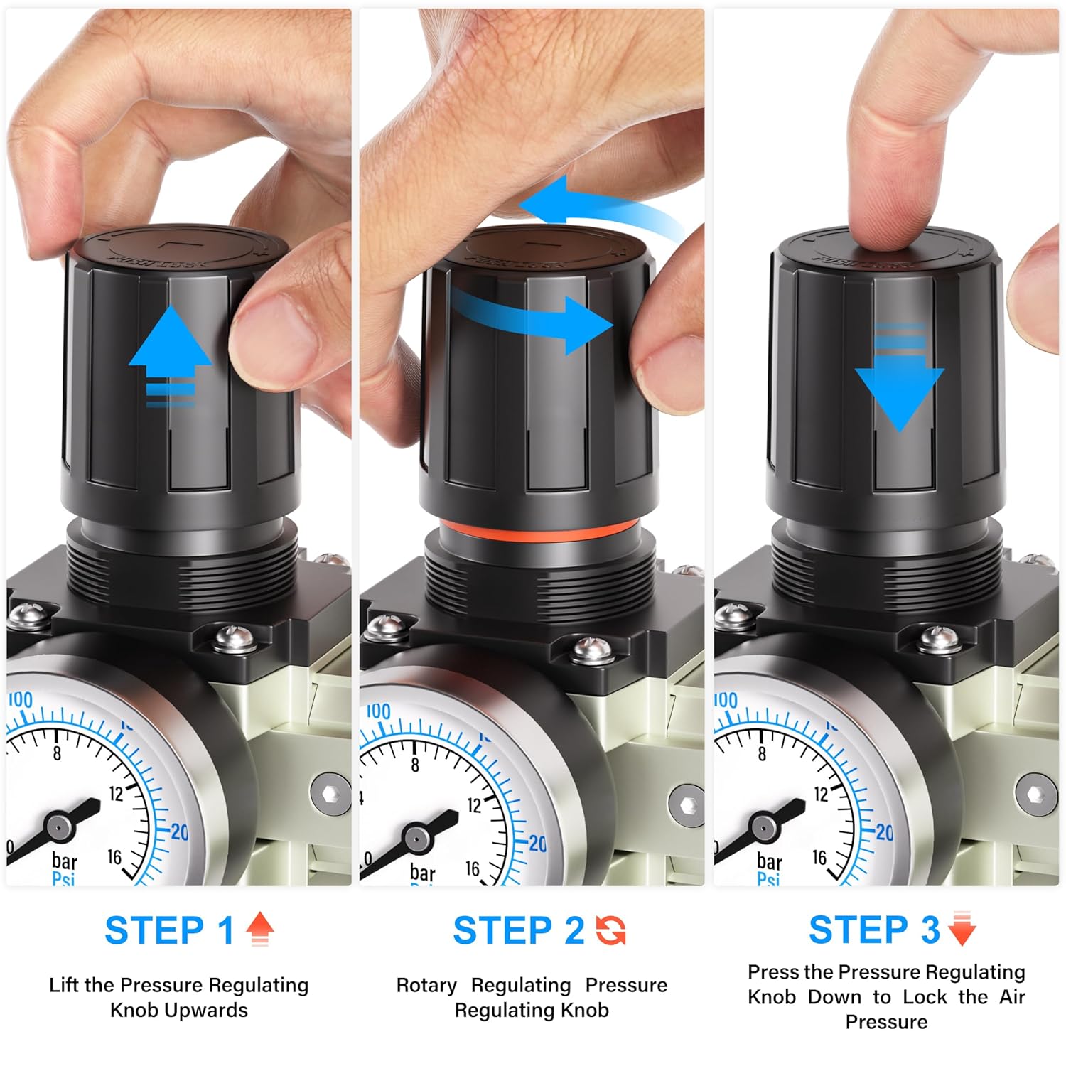 TAILONZ PNEUMATIC 0-240PSI Sistema de secado de aire de tres etapas de grado industrial NPT de 34 pulgadas, filtro de partículas, filtro