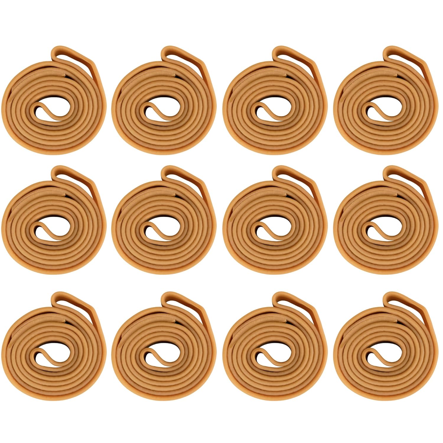 IDL Packaging Bandas de goma fuertes, elásticas y flexibles de 34 pulgadas, paquete de 12, beige, 2 veces de elasticidad, 80% goma natural, bandas