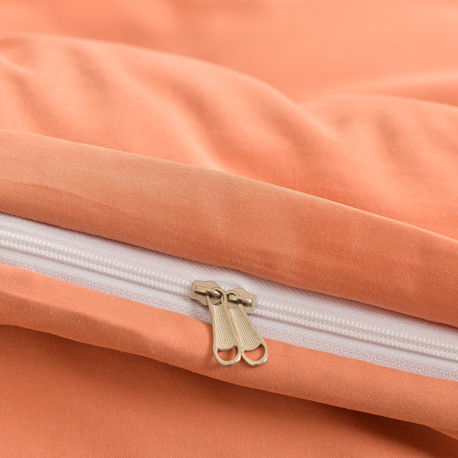 Juego de funda de edredón naranja 100% algodón, tamaño Queen, juego de ropa de cama suave de lujo de 3 piezas con cierre de cremallera. Funda de