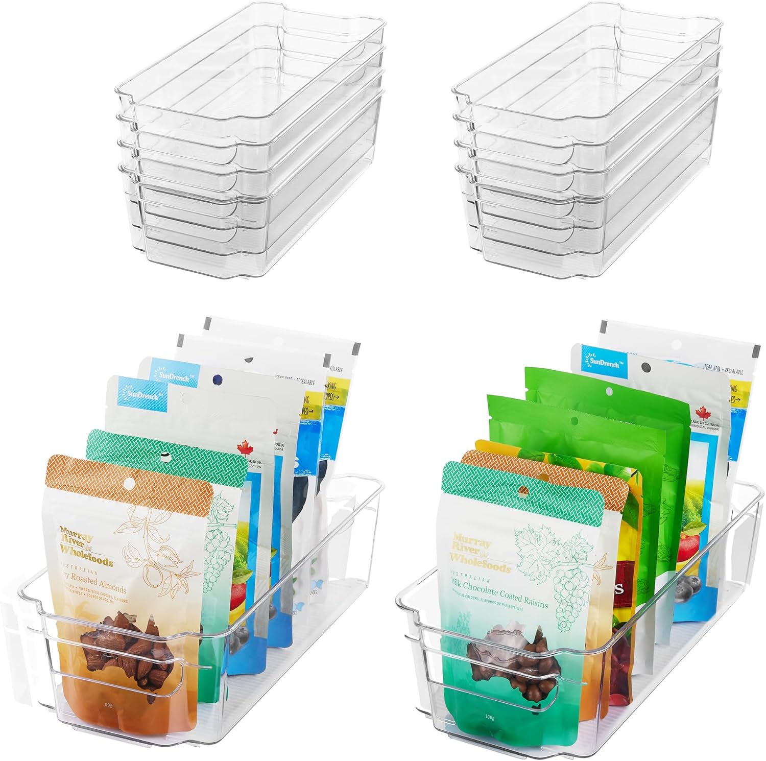HOOJO Organizadores y almacenamiento de refrigerador 10 contenedores de plástico transparente para refrigerador, congelador, armario de cocina,