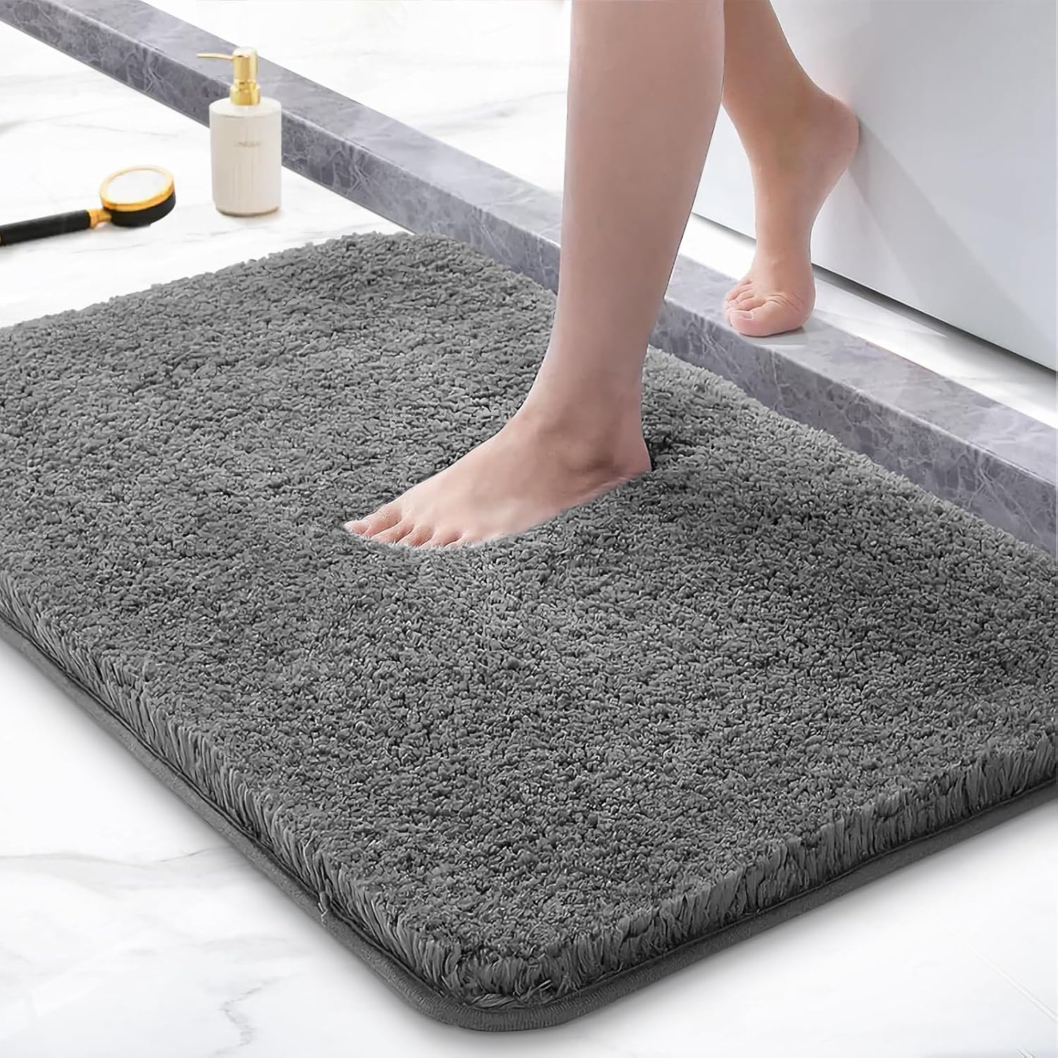 Juego de alfombras de baño de 3 piezas, alfombras de baño suaves y absorbentes, alfombra de baño de contorno en forma de U con respaldo de goma