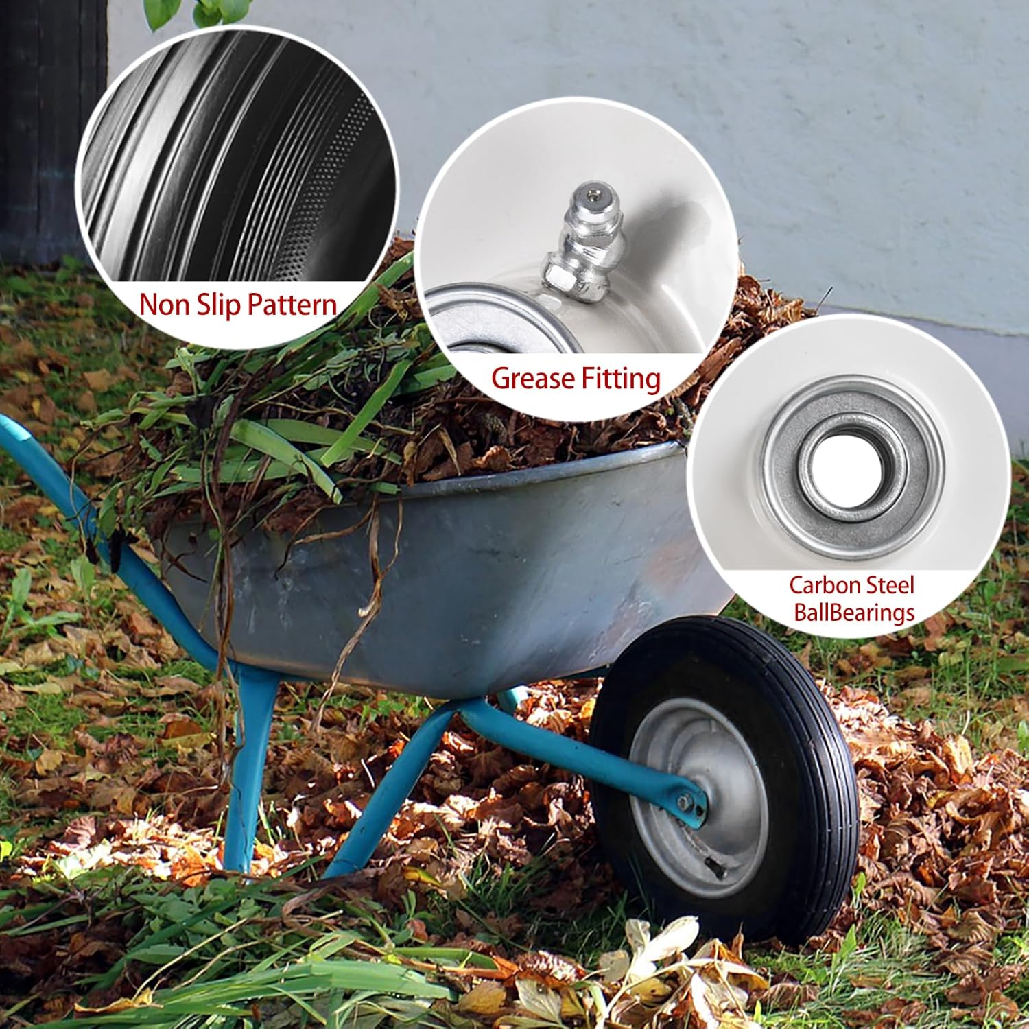 LTNICER Neumático de carretilla plano libre de 14.5 pulgadas, 4.804.00-8 pulgadas para carretilla, carrito de jardín, carretilla, carretilla,
