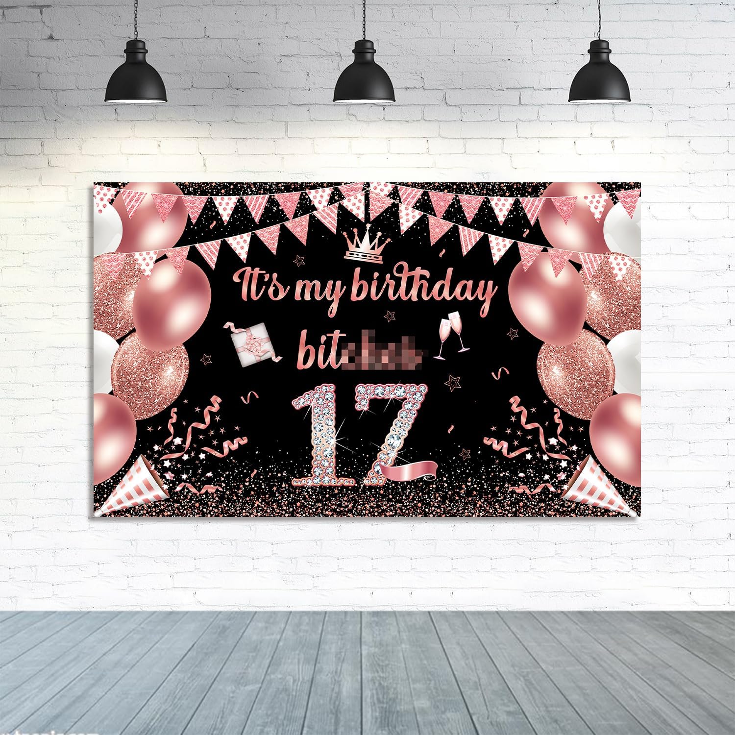 Fondo de pancarta con texto en inglés “It’s My Birthday”, fondo grande para decoración de fiesta de cumpleaños, divertido cartel de oro rosa para