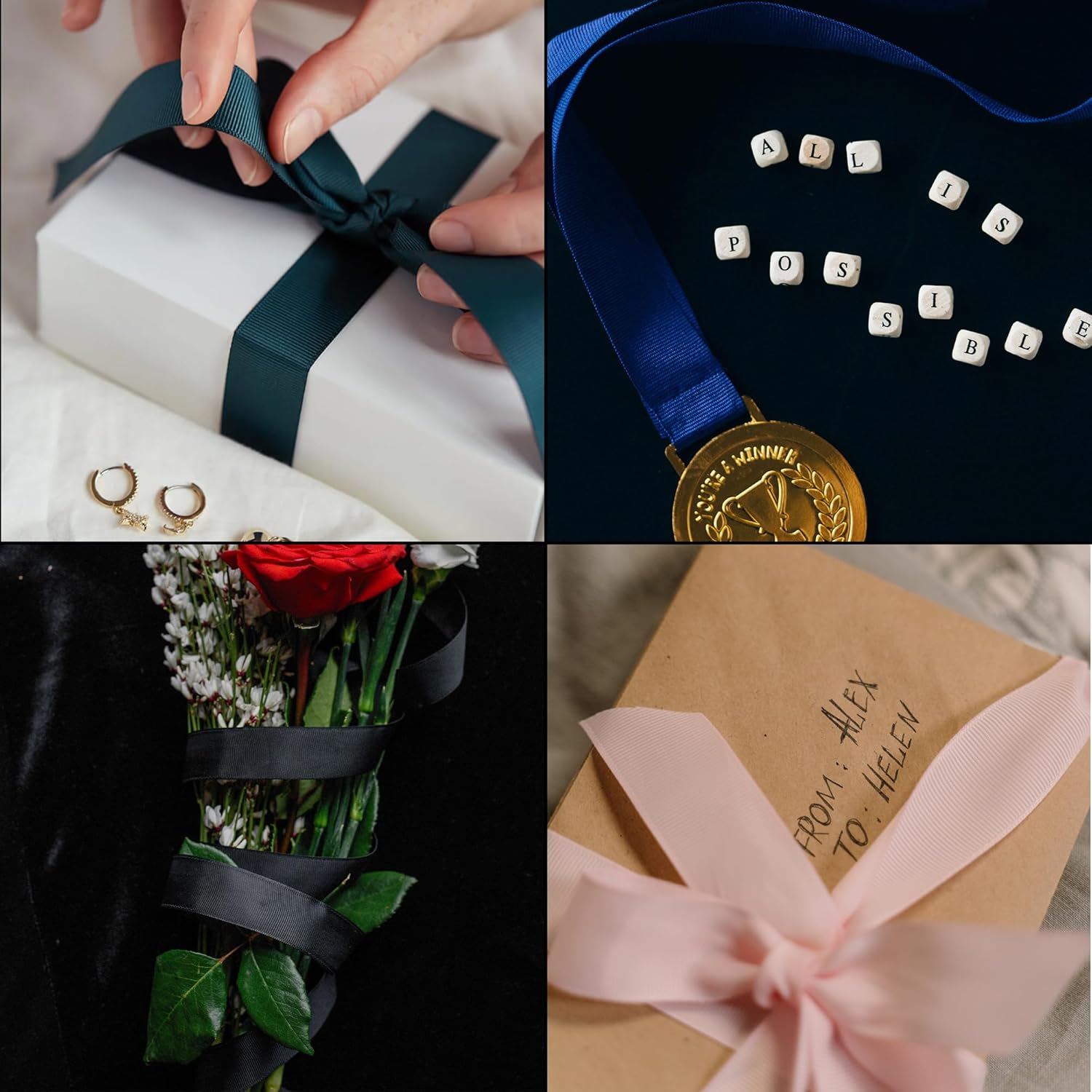 Cinta blanca de grogrén de 38 pulgadas x 100 yardas para envolver regalos, muy adecuada para decoración de bodas, ramos, manualidades, costura, lazo