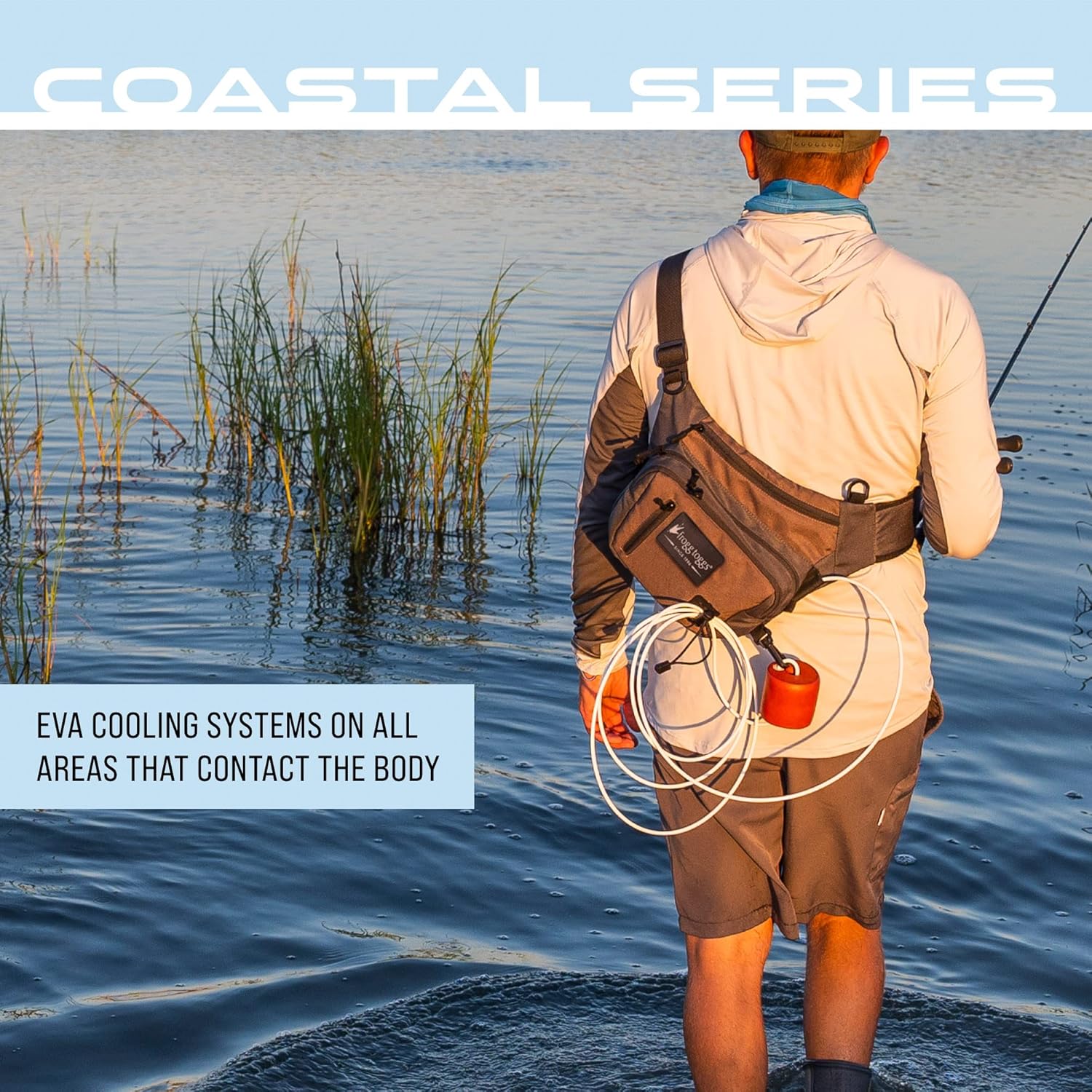 FROGG TOGGS Flats Sling Pack, Easy Hands-Free tackle storage bag with built-in Rod Support