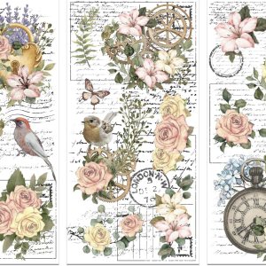 GLOBLELAND 3 hojas de flores y pájaros que se frotan en transferencias de flores vintage para manualidades, transferencia para manualidades y GLOBLELAND 3 hojas de flores y pájaros que se frotan en transferencias de flores vintage para manualidades, transferencia para manualidades y