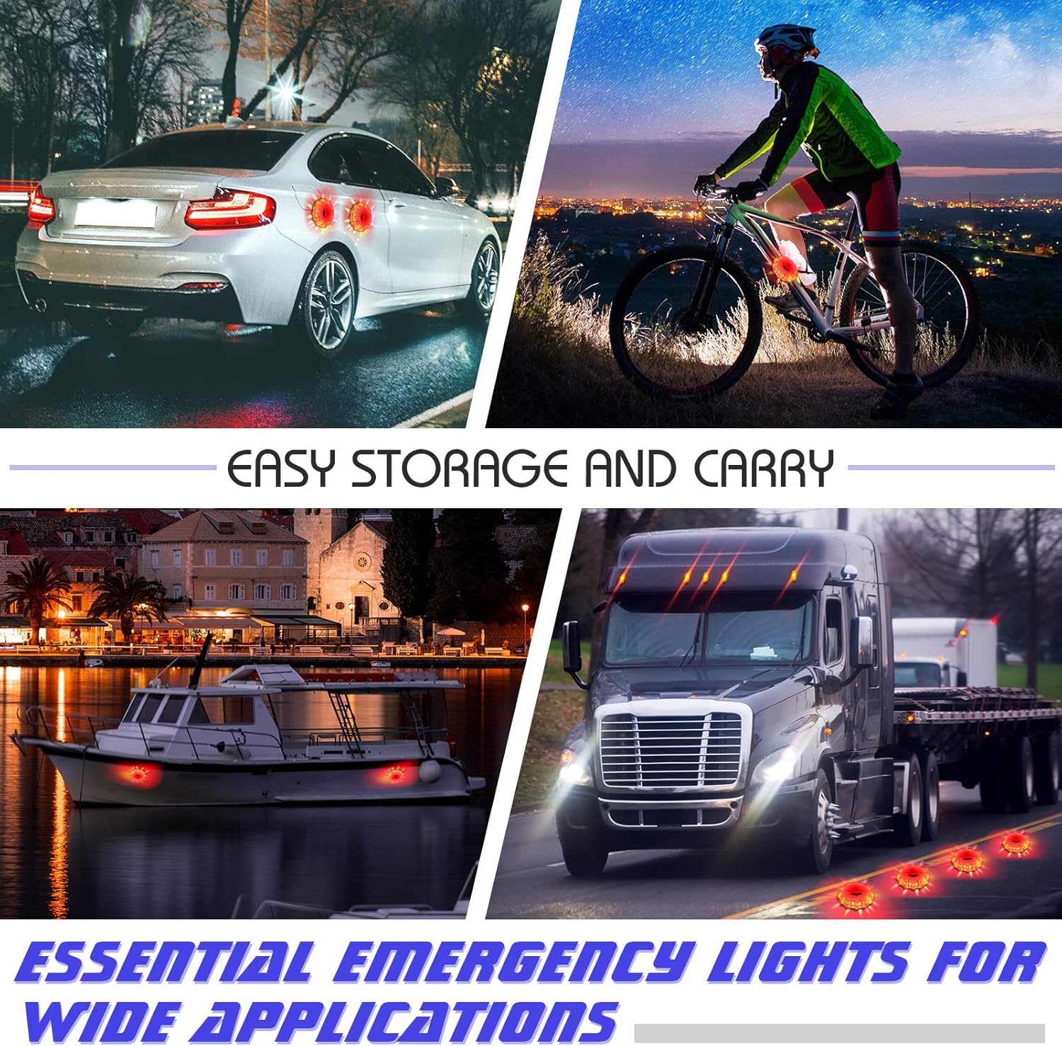 Luces LED de emergencia para carretera, luces intermitentes de advertencia, paquete de discos de baliza de seguridad en carretera a granel con base