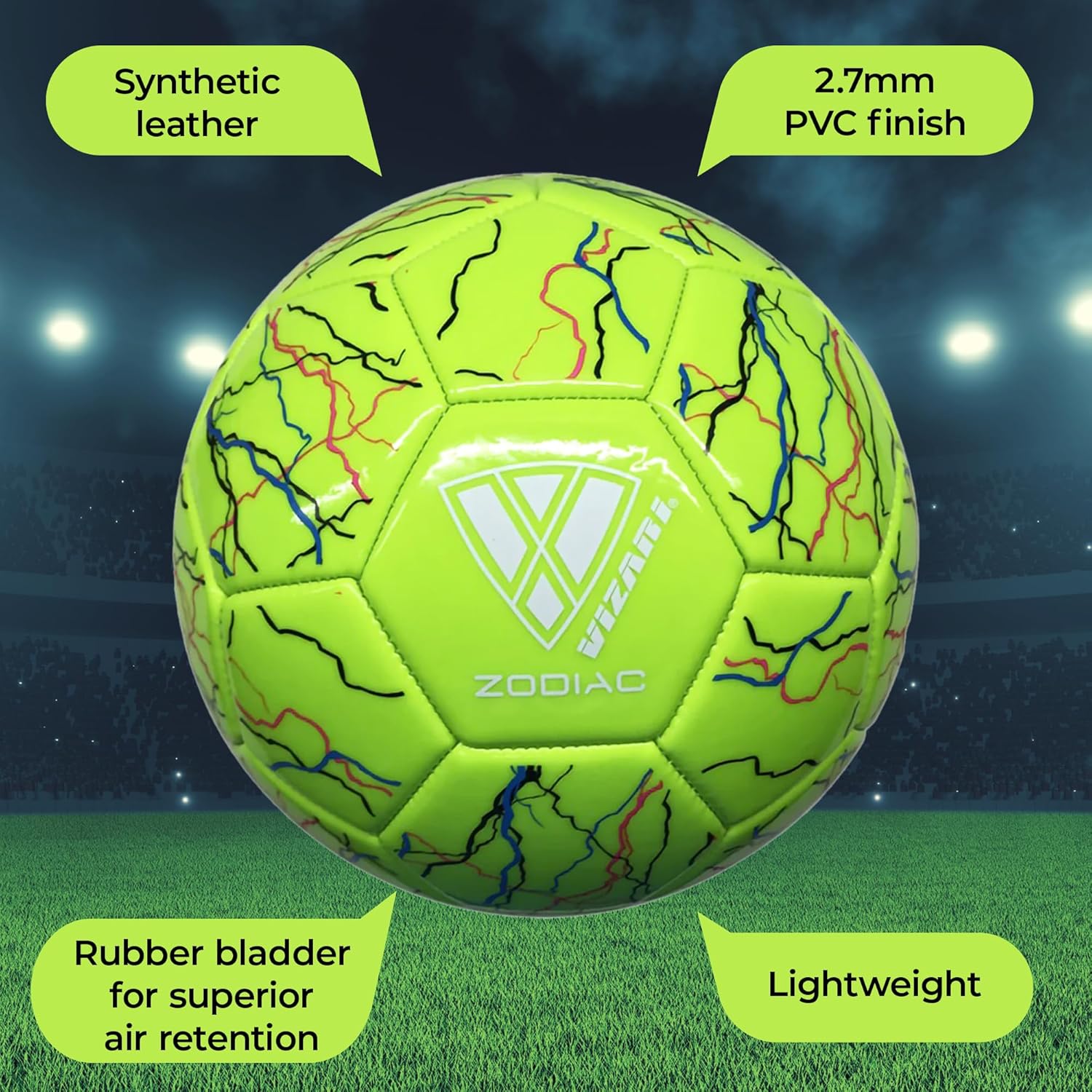 Vizari Zodiac Balón de fútbol para entrenamiento al aire libre y juego divertido  Pelota de fútbol al aire libre con vejiga de goma y cuero