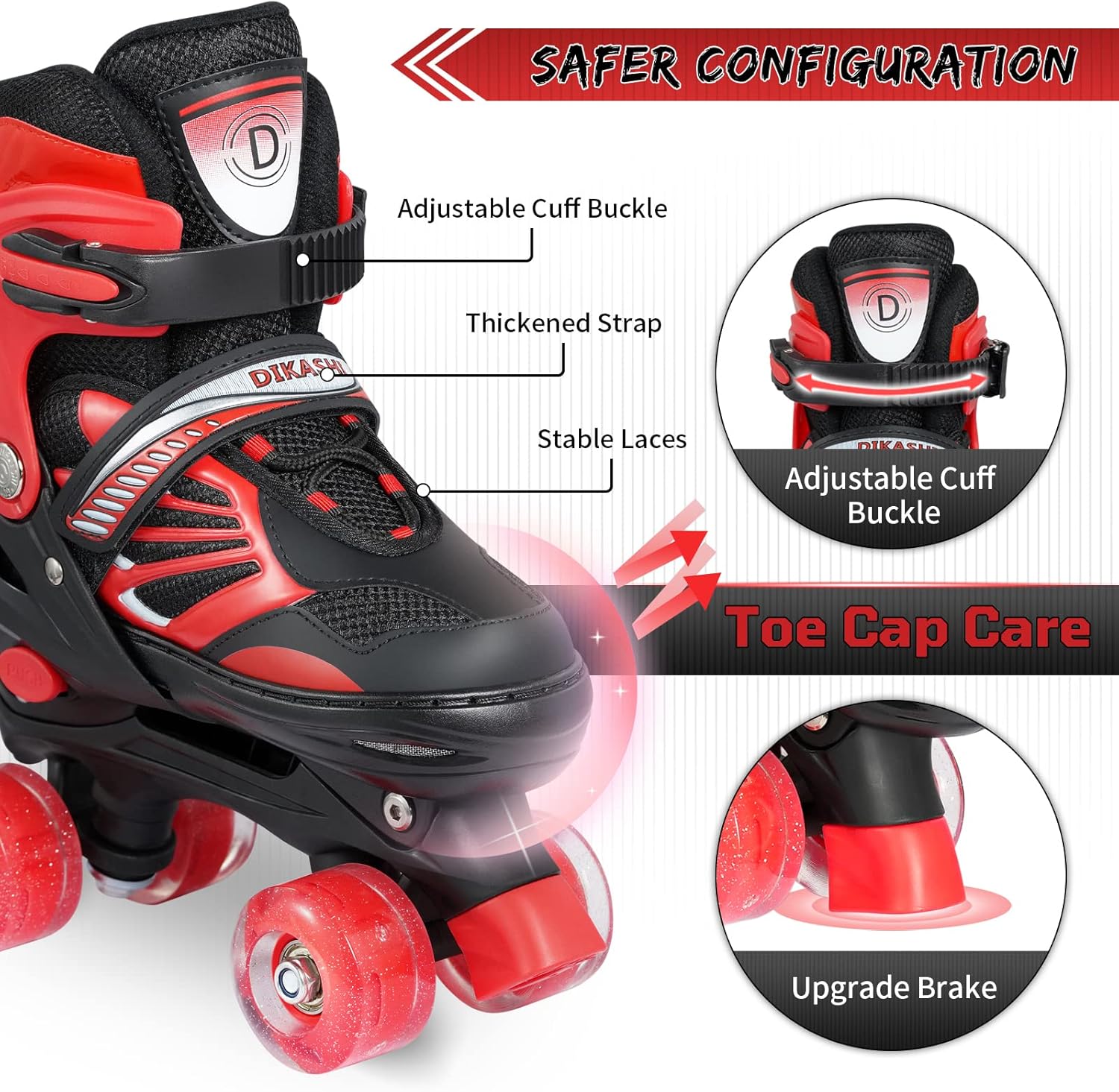 Truwheelz – Patines de ruedas arcoíris para niñas de 6 a 12 y 3 a 5 años  Patines ajustables con luz para niños