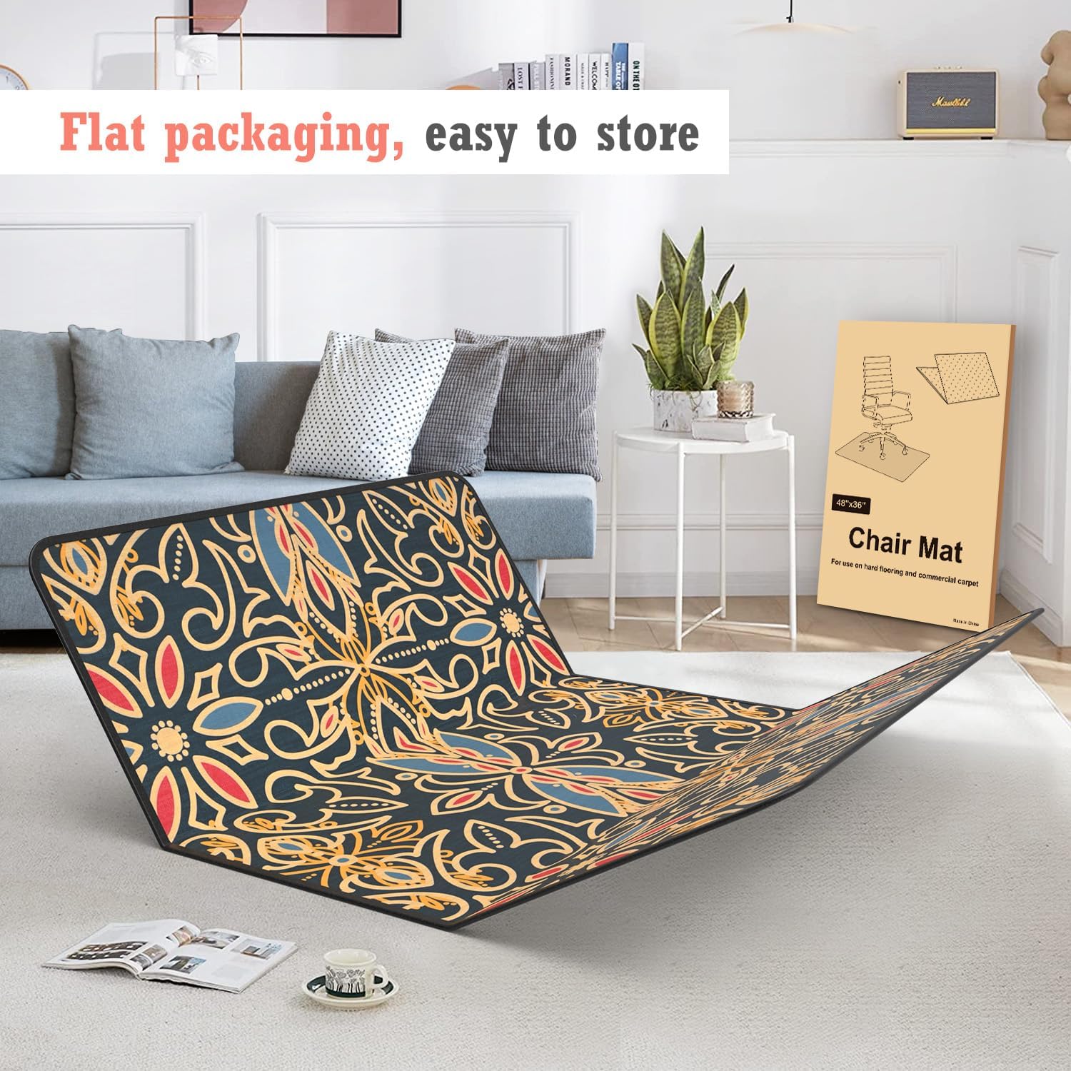 Tapete resistente para silla de oficina para alfombras y suelos de madera dura, 48 x 36 pulgadas, tapete de piso de alta calidad, tapete para silla