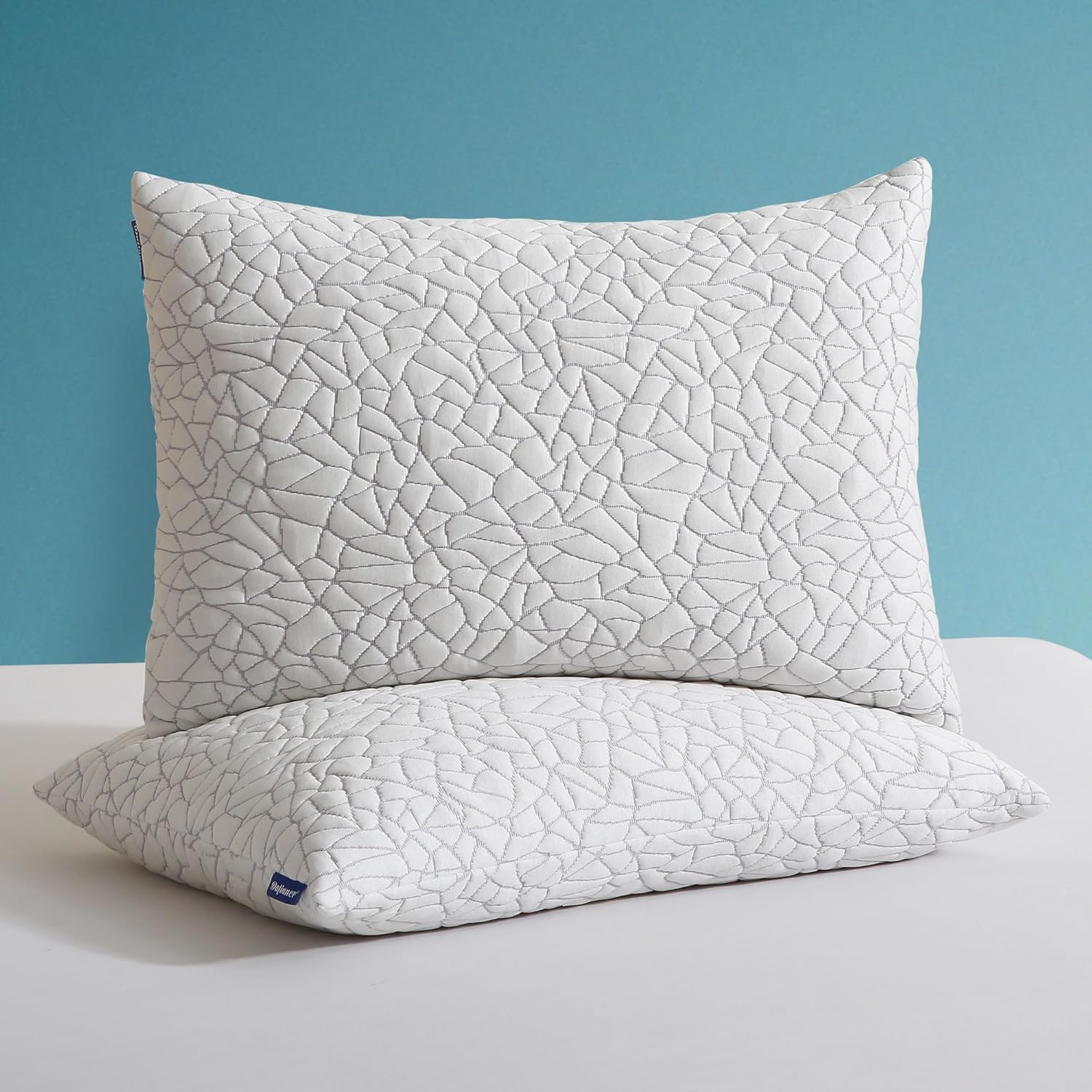 Dafinner Juego de 2 almohadas de espuma viscoelástica tamaño King  Almohada ajustable para dormir de estómago, espalda o de lado  Funda de rayón de