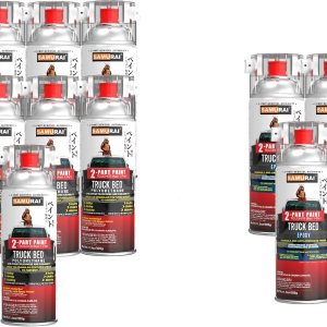 SAMURAI Pintura en aerosol de 2 partes para caja de camioneta, revestimiento texturizado granular de poliuretano e imprimación epoxi (blanco, caja SAMURAI Pintura en aerosol de 2 partes para caja de camioneta, revestimiento texturizado granular de poliuretano e imprimación epoxi (blanco, caja