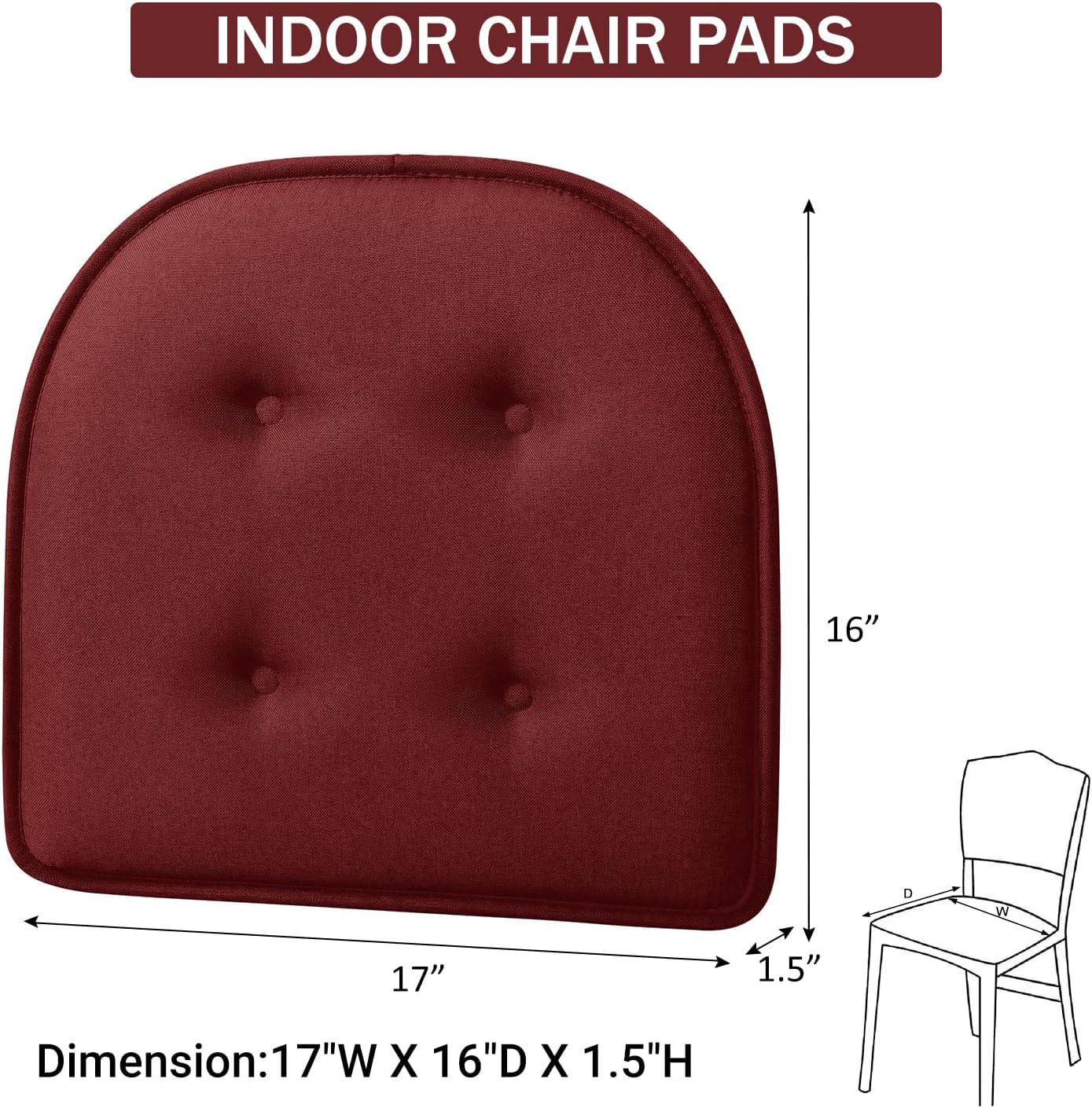 downluxe Cojines de espuma viscoelástica para sillas de comedor, almohadillas antideslizantes para sillas de cocina y sillas de oficina, en forma de