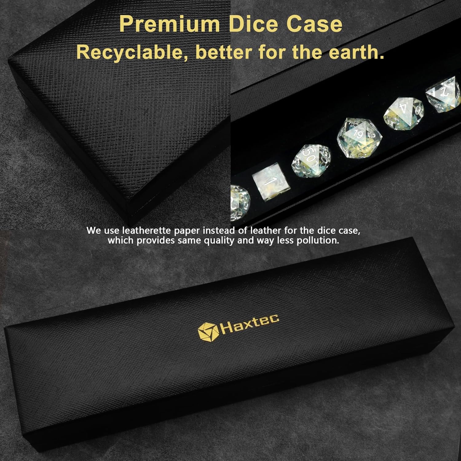 Haxtec Juego de dados DND de flores, dados de borde afilado con estuche de dados hechos a mano de resina azul y amarilla, juego de dados D&D para