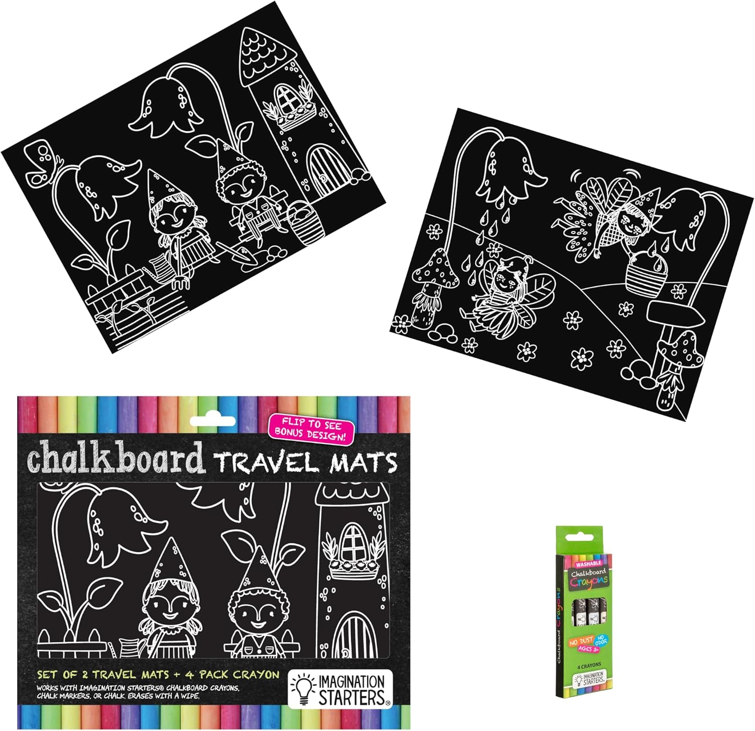 Juego de juguetes lavables para colorear sin desorden, esenciales de viaje para niños pequeños, edades de 3, 4, 5, 6, 7 (gnomos y hadas)