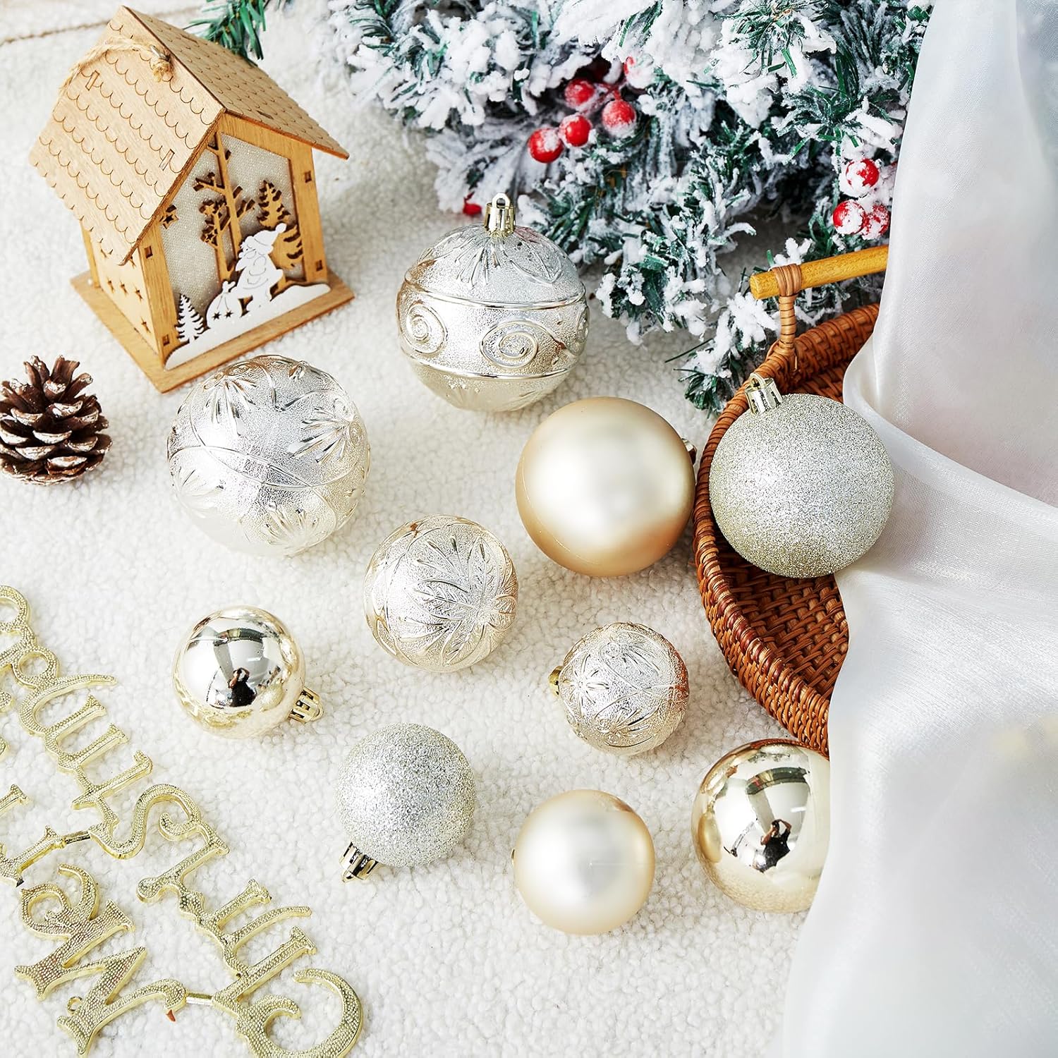 Wironlst Adornos de bola de Navidad  30 adornos de Navidad de plástico inastillables para árbol de Navidad, vacaciones, boda, fiesta (varios