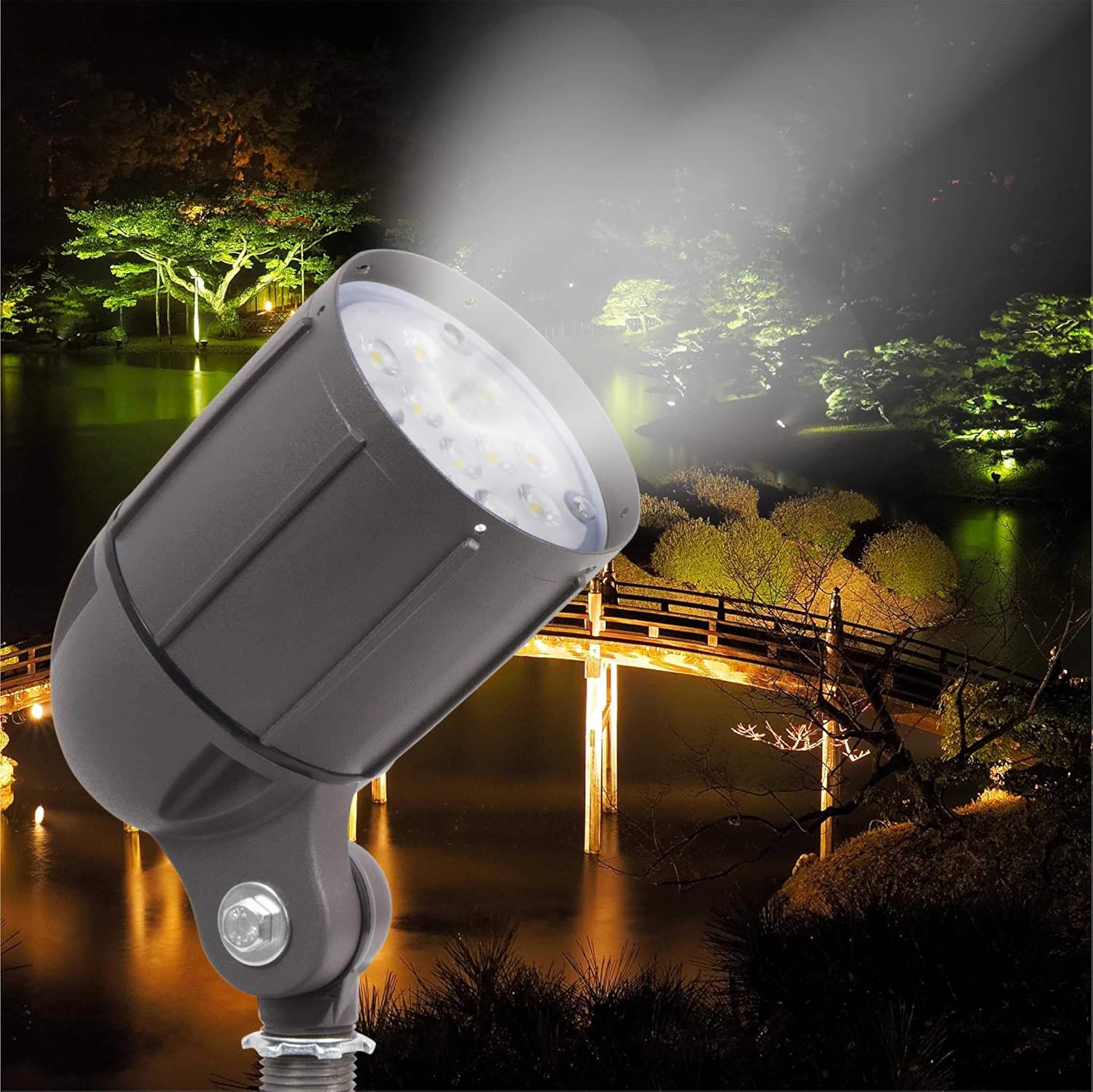 Luz de inundación LED de 12 vatios para iluminación de paisaje al aire libre de 120 voltios, 1480 lm, bronce, 70 W MH igual, luz de asta de bandera,