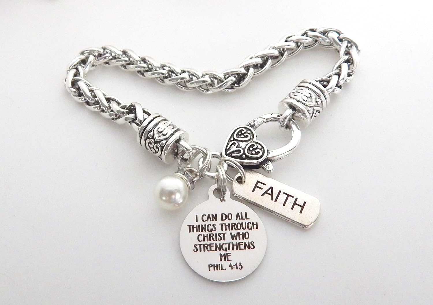 Religious Bible Verse Bracelet for Her Scripture Quotes Bracelet Faith Christian Jewelry Encouragement for Women Friend (PHIL 413)