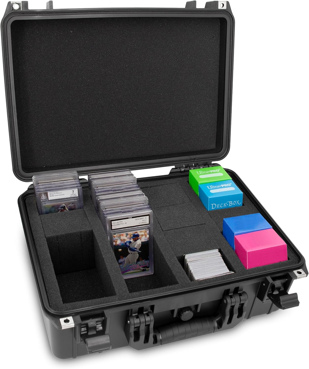 CASEMATIX Funda de tarjeta graduada Pro Edition compatible con más de 120 tarjetas comerciales deportivas BGS PSA, caja de tarjetas comerciales de