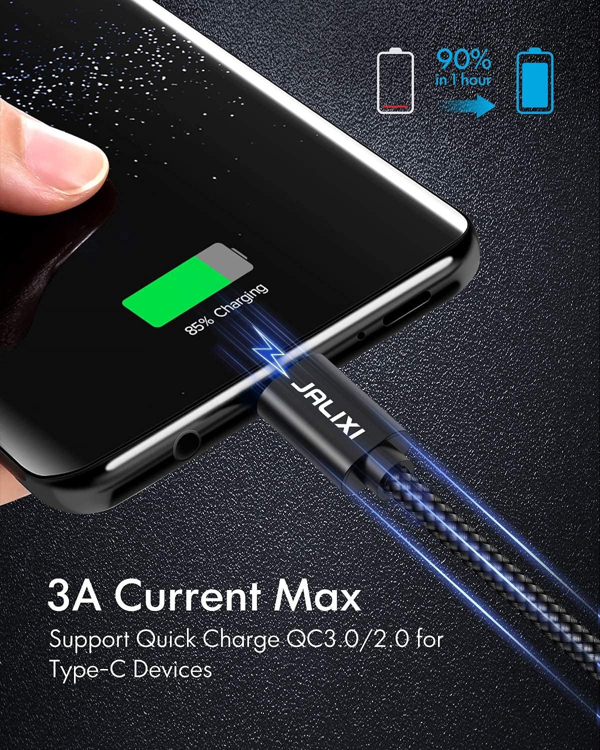 JALIXI Cable USB a USB C de carga rápida, 3 unidades de 3 pies+6 pies + 10 pies Cable de carga tipo C para iPhone 15 Pro Max, para Samsung Galaxy
