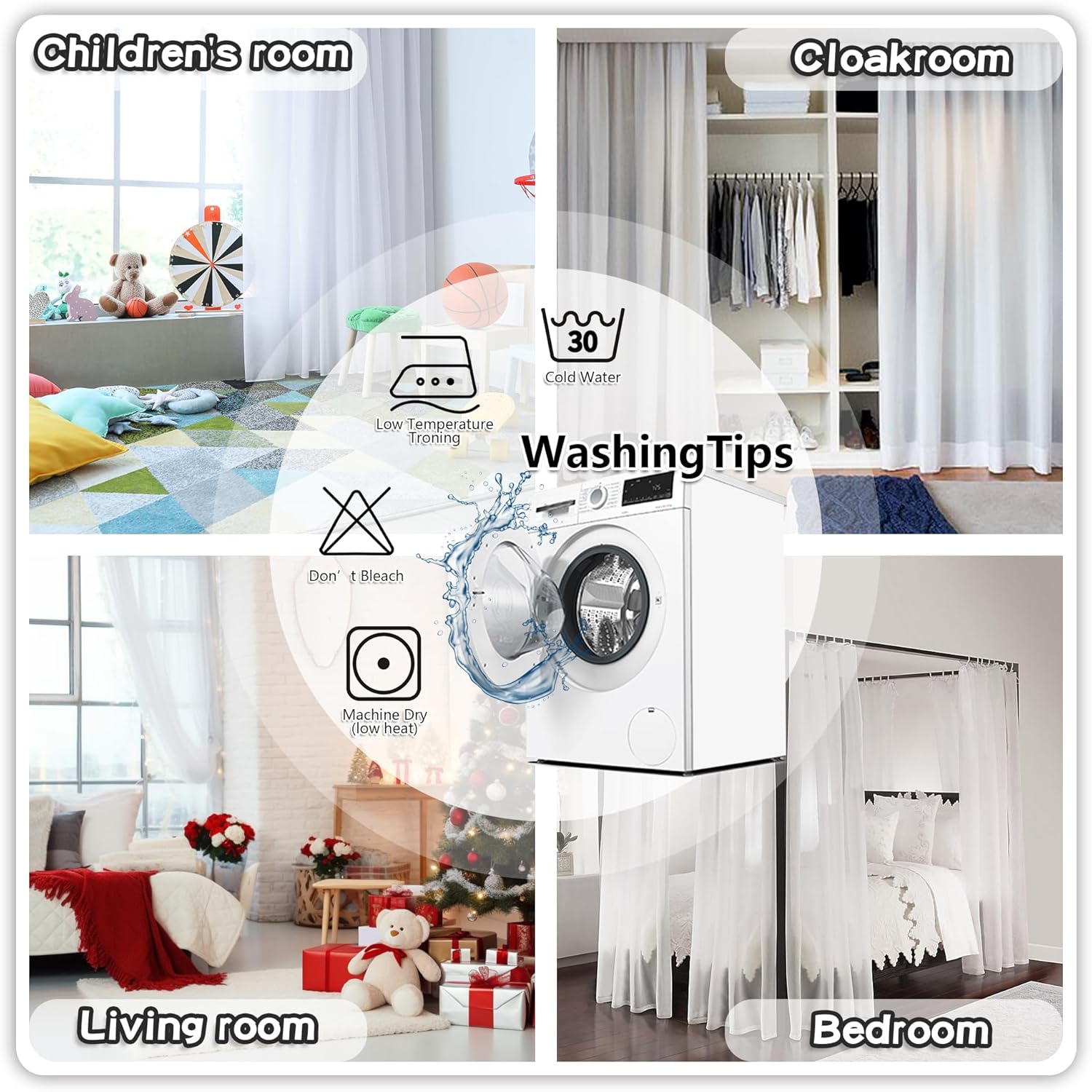 MYSKY HOME Cortinas para sala de estar de 84 pulgadas de largo, cortinas negras con pompones para dormitorio, cortinas transparentes para ventanas