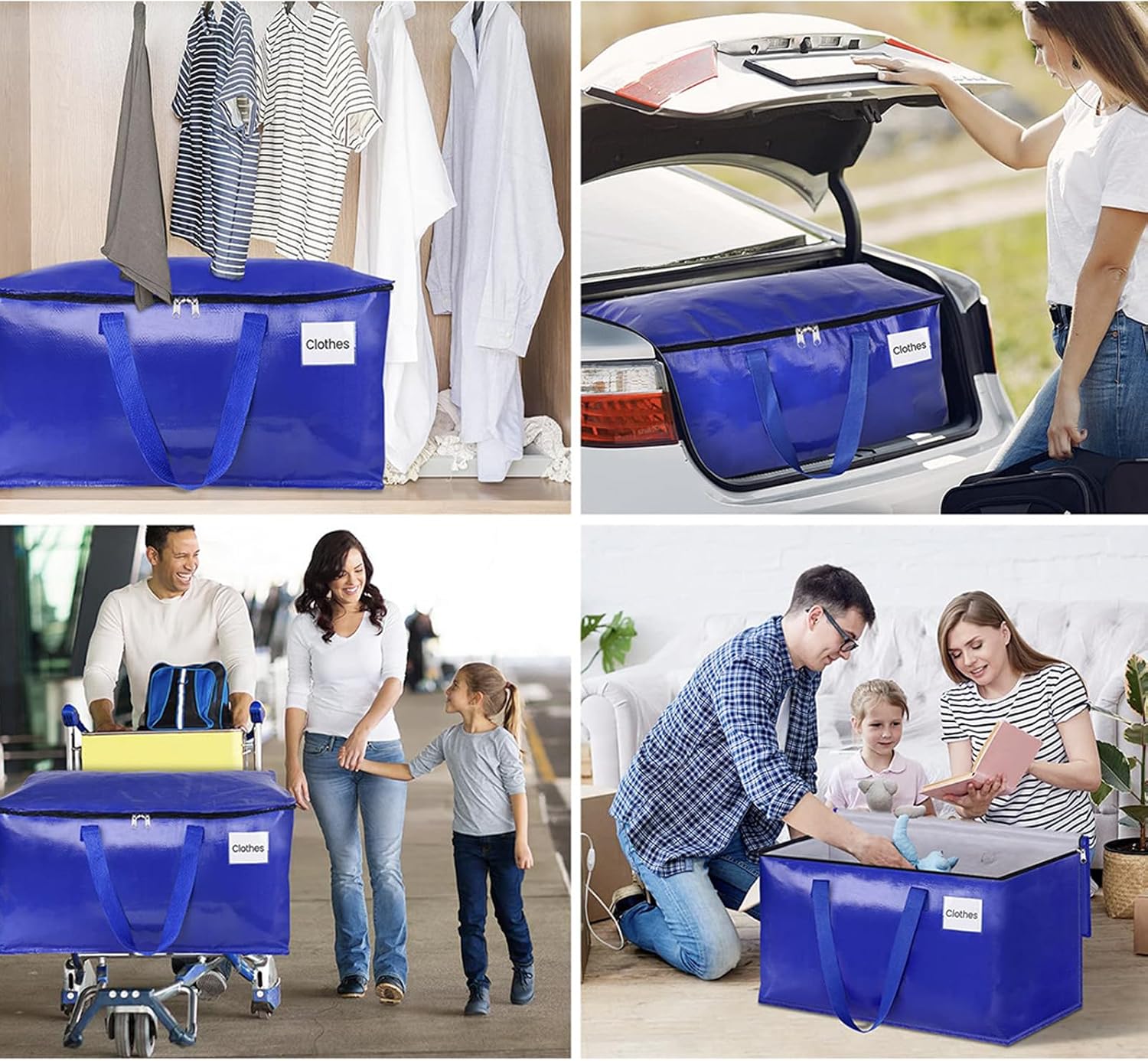 Bolsas de mudanza, bolsas de mudanza resistentes, bolsas de mudanza extra grandes con cremalleras y asas de transporte, bolsa de almacenamiento para