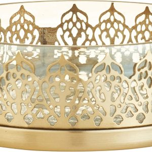 Irene – Jabonera marroquí de vidrio agrietado y metal, dorado, 4.25×4.25 pulgadas Irene – Jabonera marroquí de vidrio agrietado y metal, dorado, 4.25×4.25 pulgadas