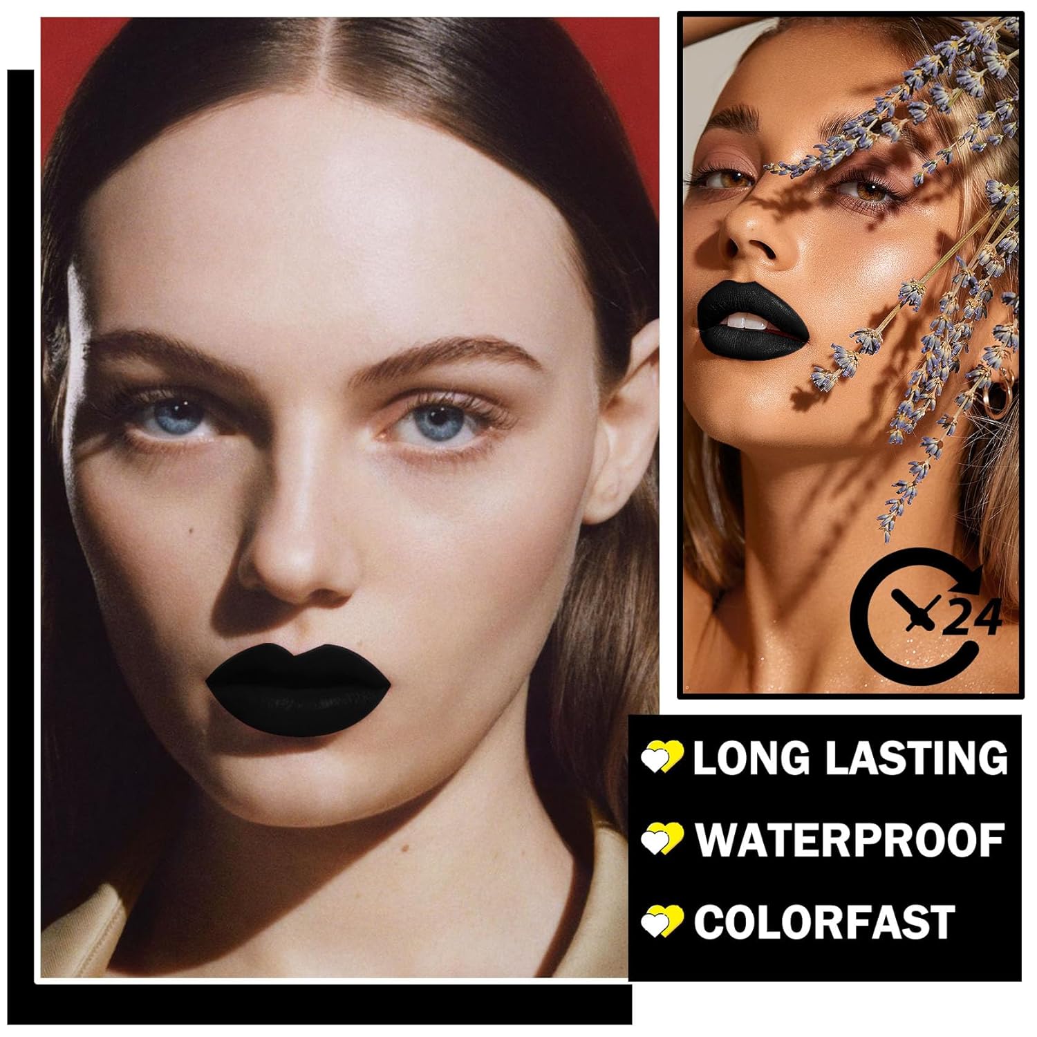 CAHIUYOA Juego de 2 delineadores de labios de color vampiro, rojo mate, lápiz labial líquido rojo, brillo de labios, tinte de labios, resistente al