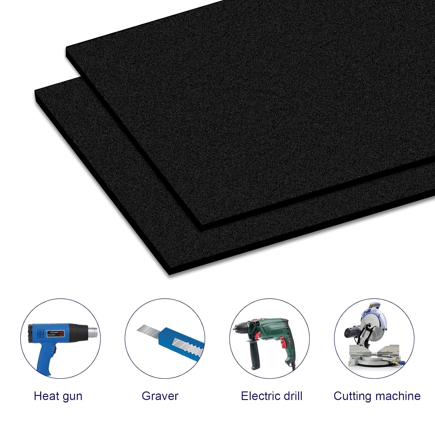 Hoja de plástico ABS de 12 x 16 x 18 pulgadas de grosor, hoja de PVC negro, lámina kydex de plástico moldeable, para bricolaje hecho a mano,