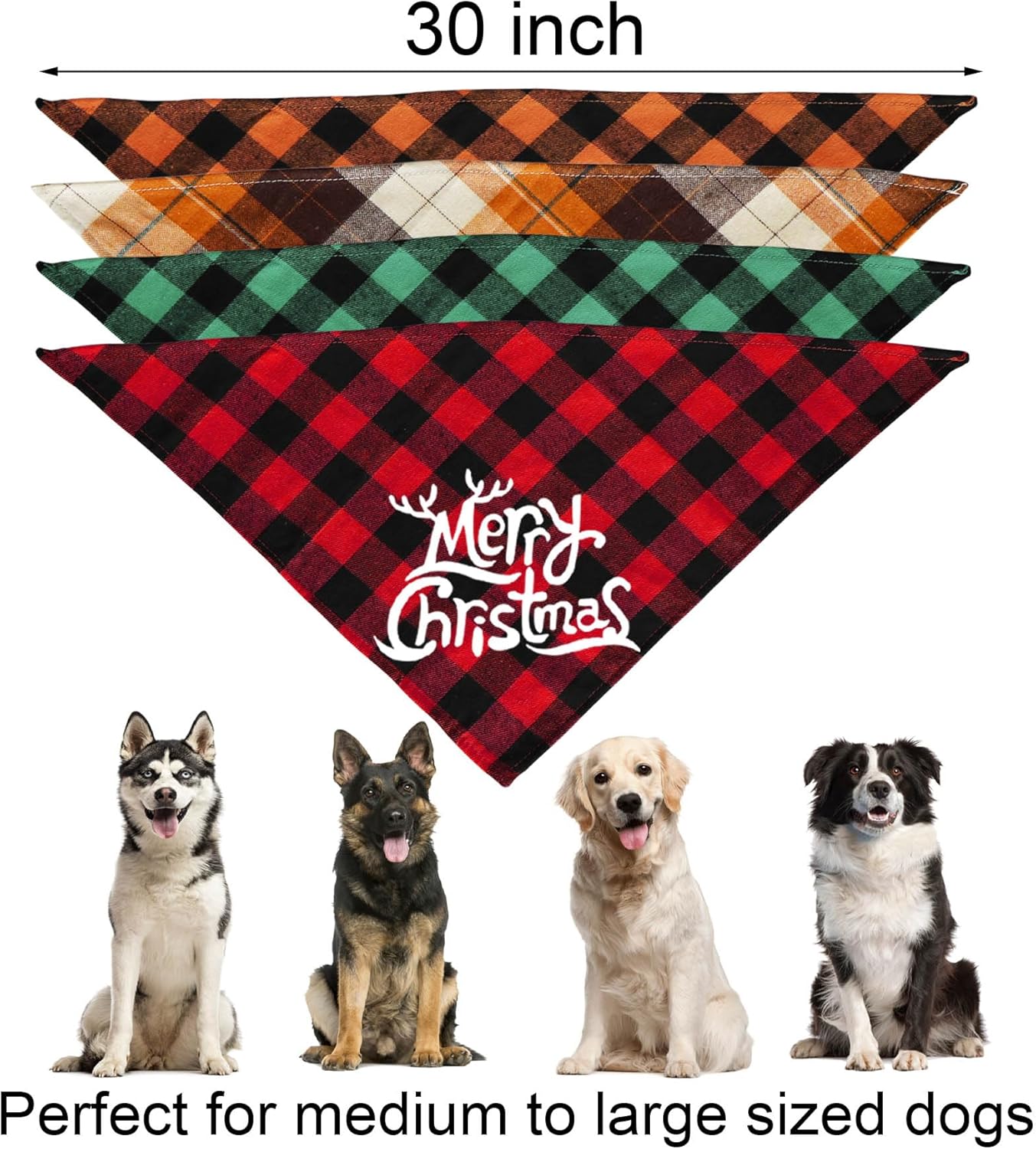 Paquete de 4 bandanas para perros de Halloween, Día de Acción de Gracias, Navidad, bandanas para perros y cachorros, disfraces para perros grandes y