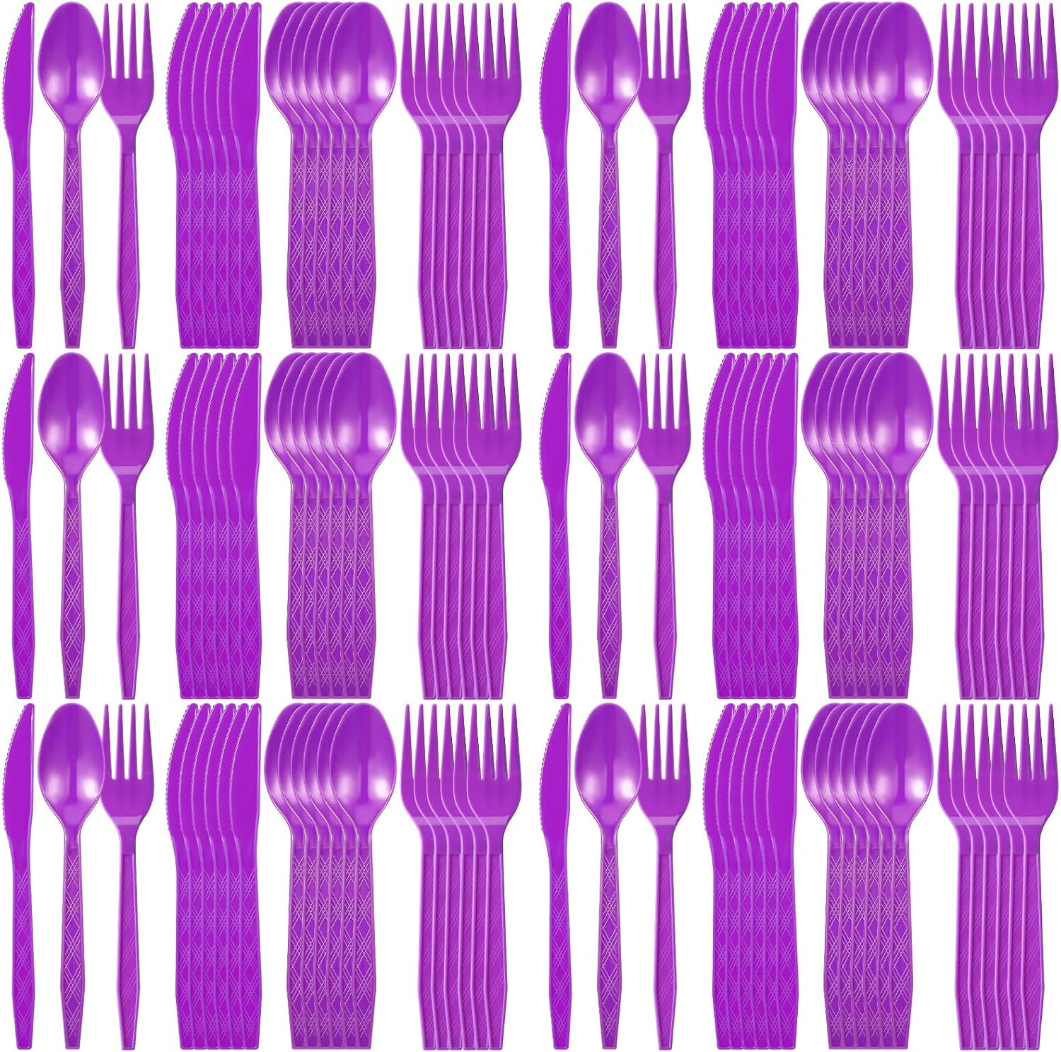 Gerrii Juego de cubiertos de plástico de 150 piezas, cubiertos de plástico, desechables, incluye 50 cucharas, 50 tenedores y 50 cuchillos para