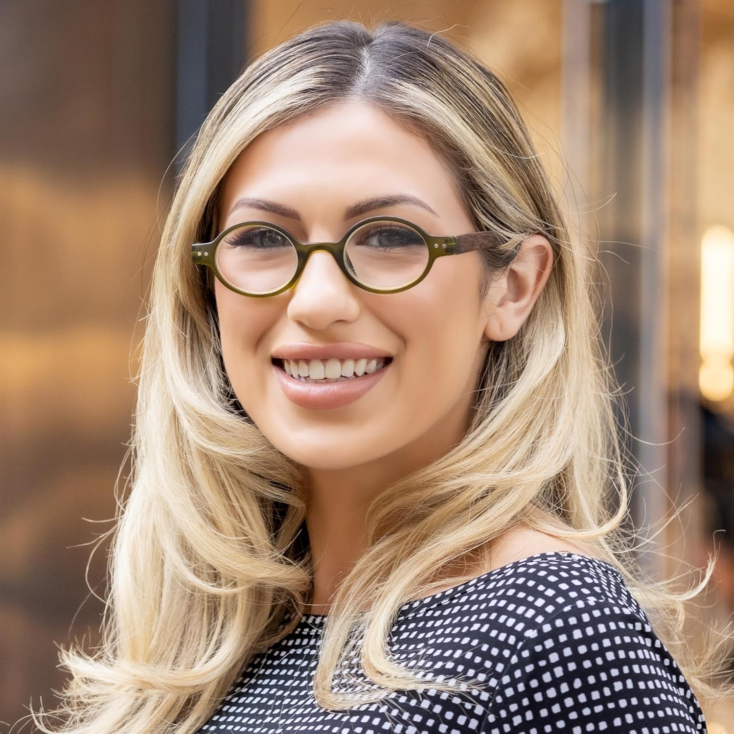 2SeeLife Lentes de lectura redondos retro pequeños y verdes, para hombres y mujeres, para lucir vintage con visión clara, lectores resistentes y