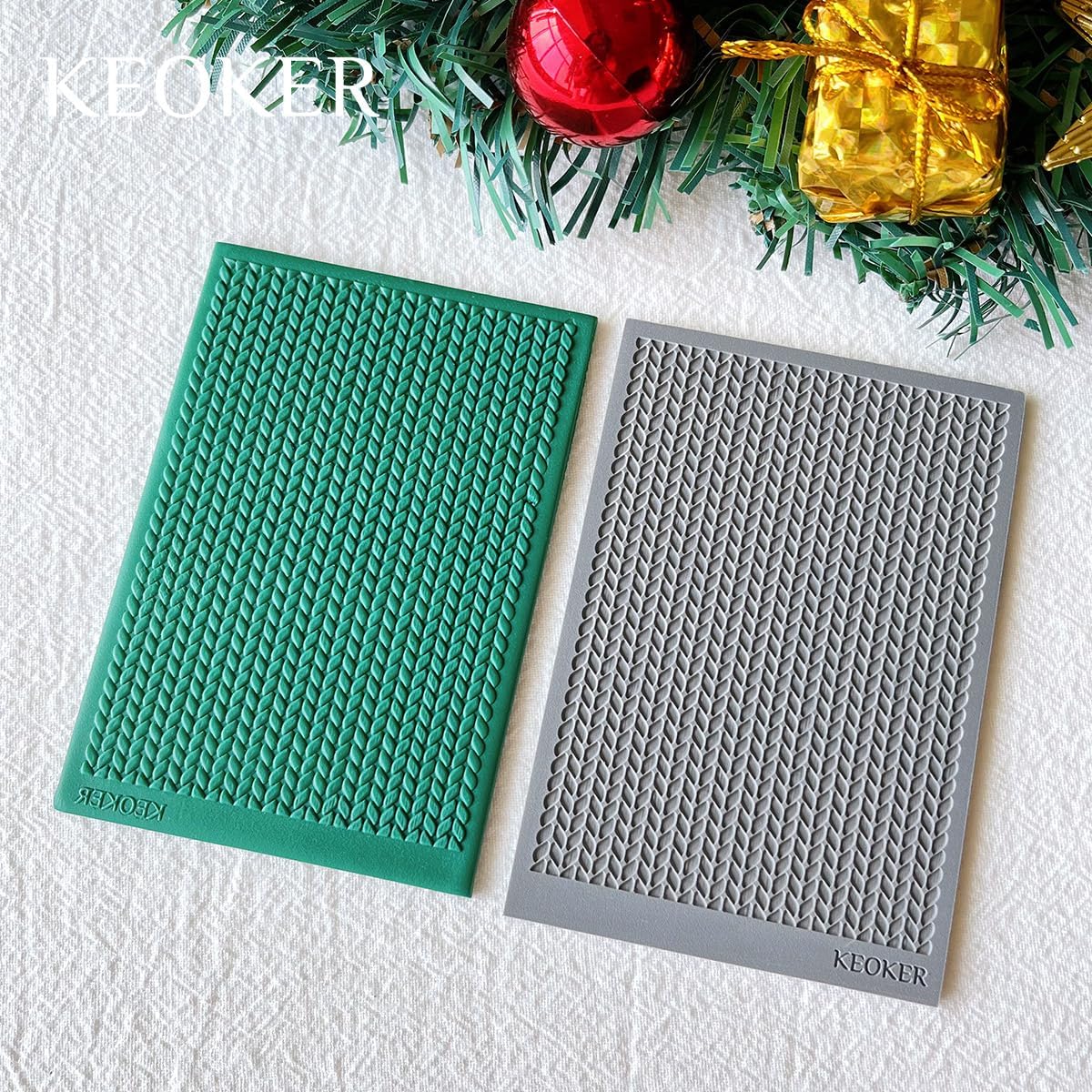 Keoker Hoja de textura de arcilla polimérica para Navidad, tapete de textura de arcilla navideña para hacer aretes, joyas, herramientas de aretes de