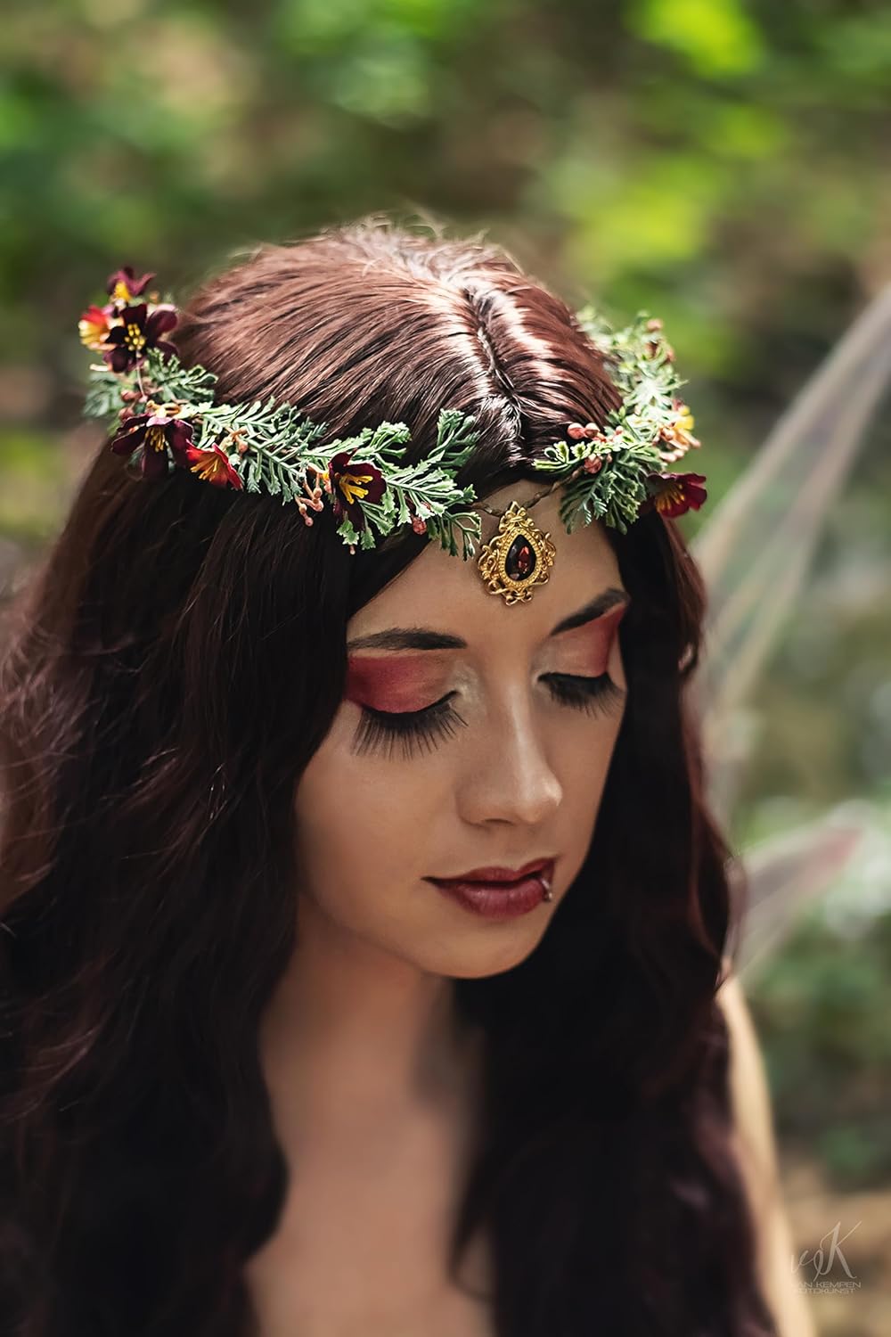 MOSTORY Corona de flor de elfo hecha a mano, tocado de hada del bosque, floral, corona de elfos para mujeres y niñas, cosplay, Halloween,