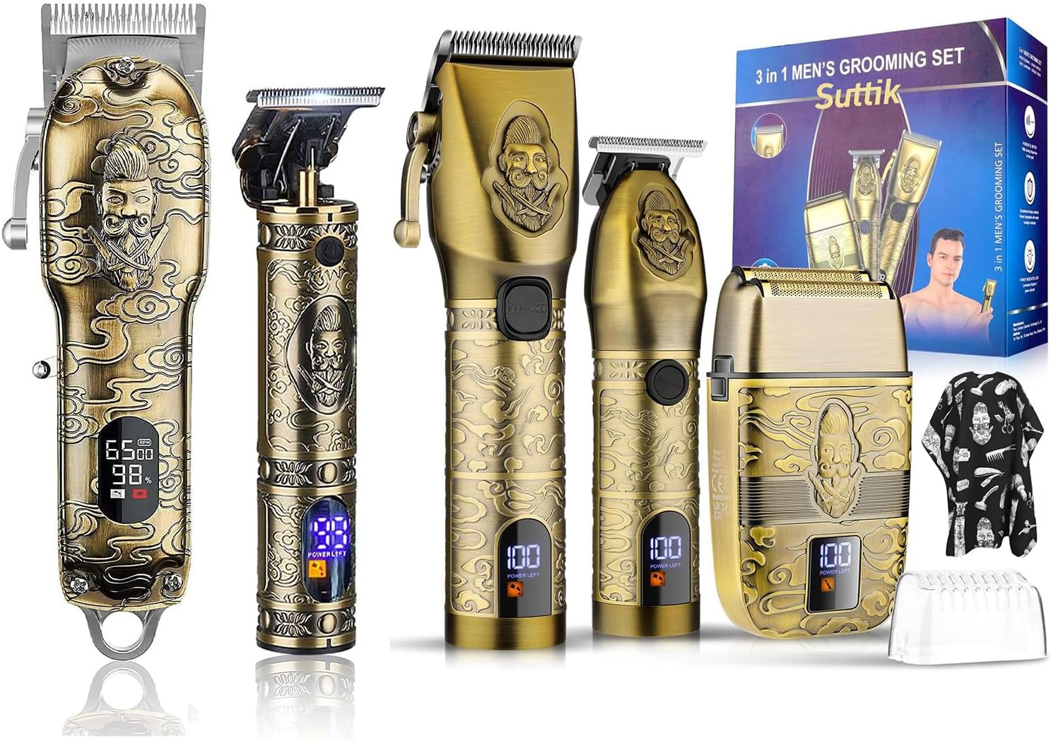 Suttik Cortapelos profesionales para hombres, cortadoras de pelo inalámbricas, cortadoras de pelo y afeitadoras eléctricas para hombres, 3 en 1 para