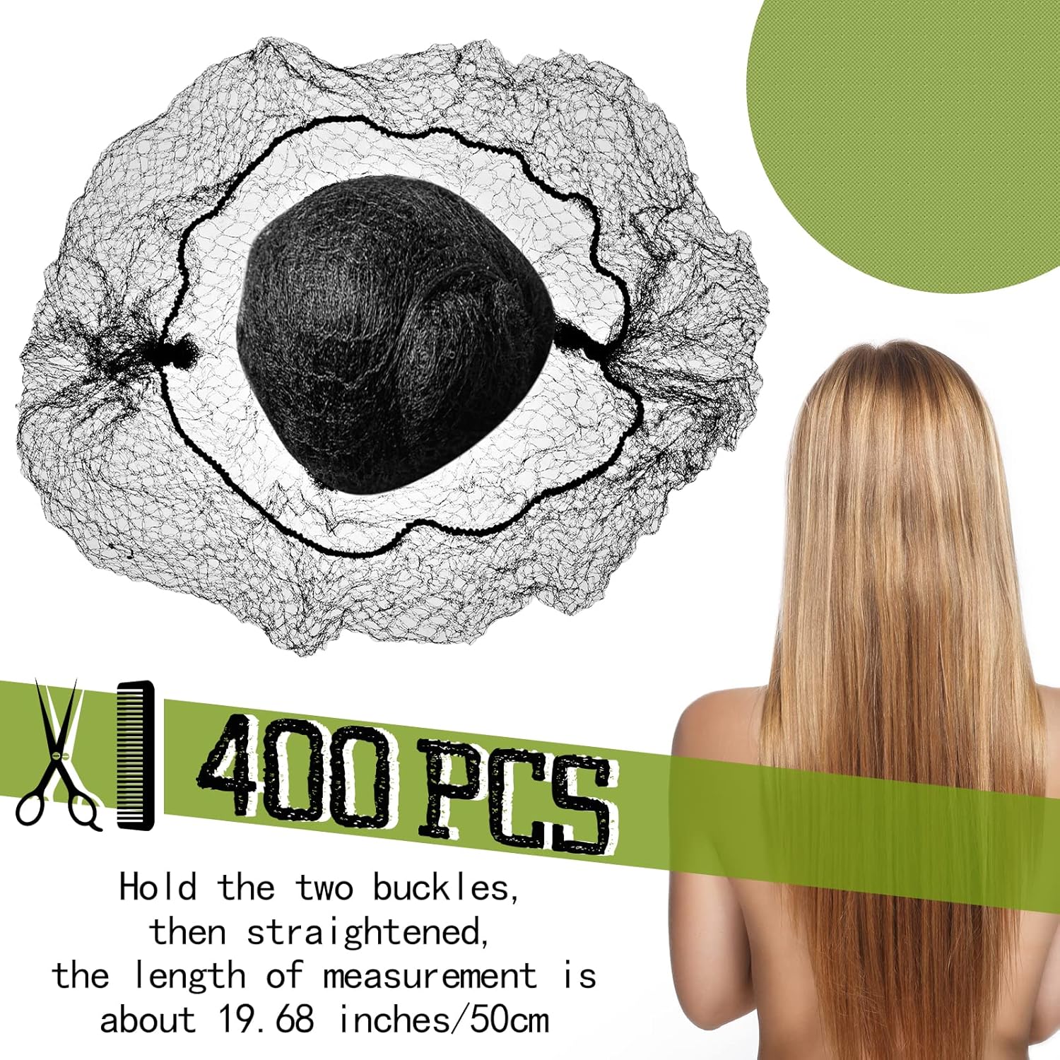 400 redes para el cabello para mujer, redes para el cabello para servicio de alimentos, malla con borde elástico invisible de 20 pulgadas para baile