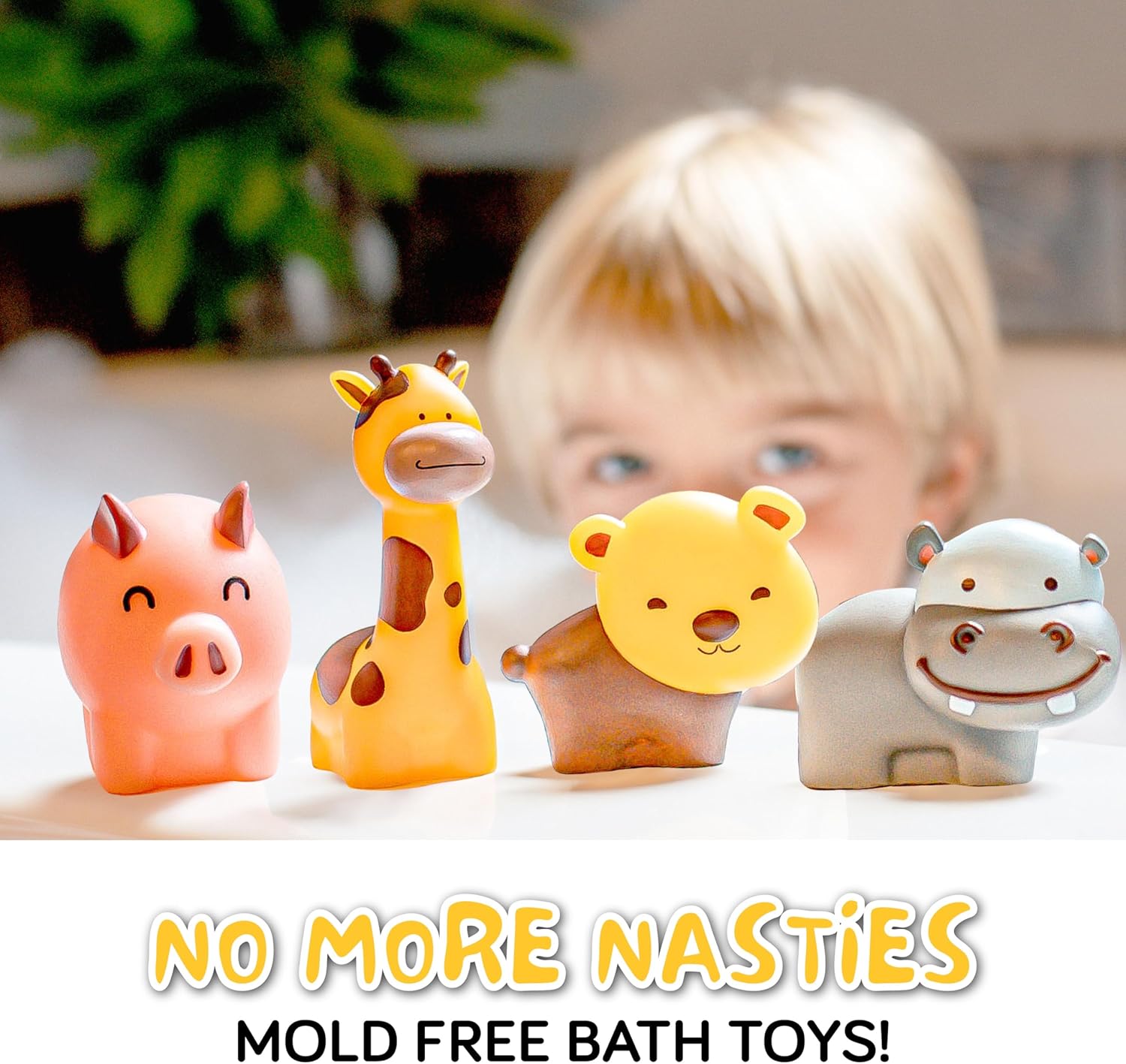 Juguetes de baño sin moho para bebés y niños pequeños, animales sin agujeros, juguetes de baño sin chorros sin moho para bañera, playa, piscina, sin