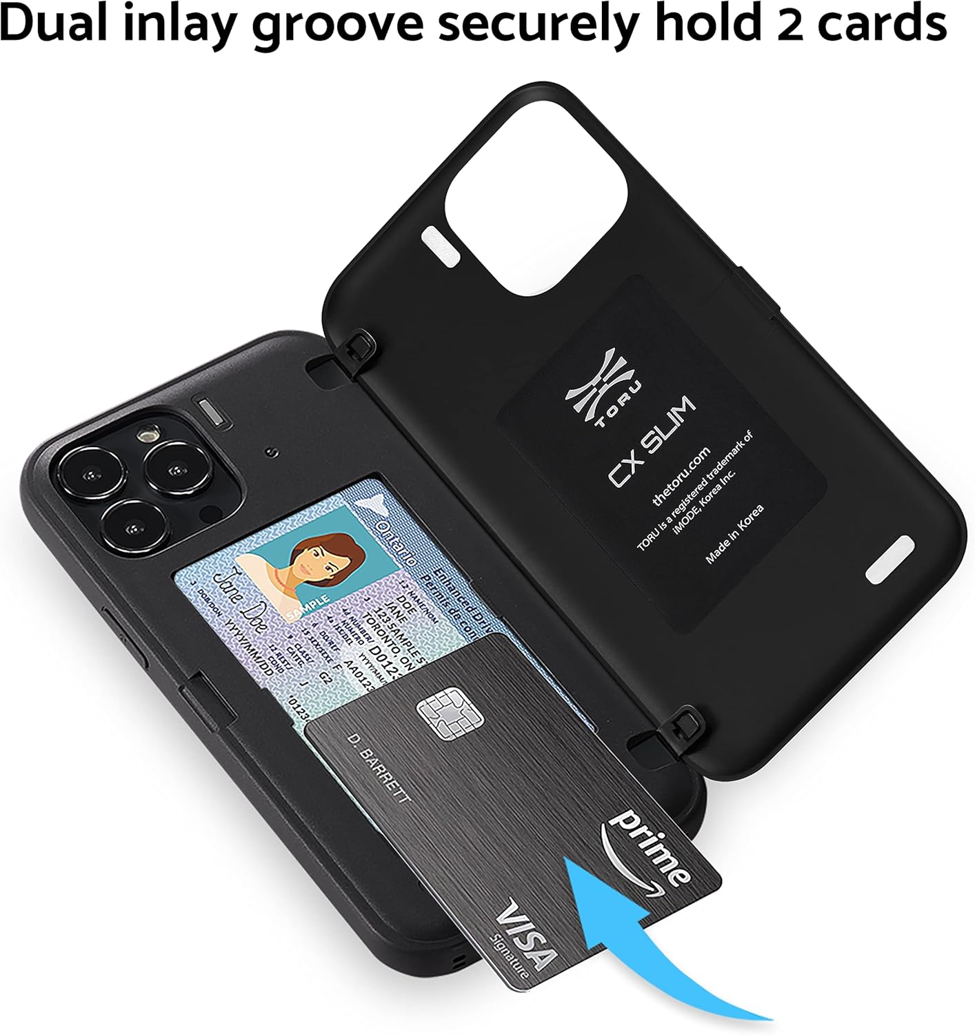 TORU CX – Funda magnética delgada para iPhone 13 Pro con tarjetero, color negro