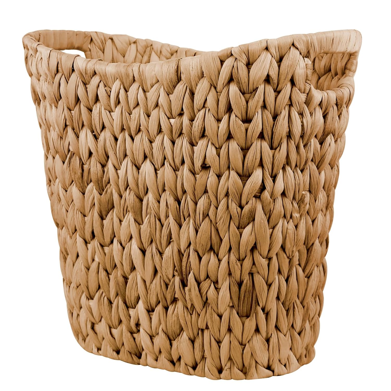 Cesta de basura de mimbre, cubo de basura de jacinto de agua tejido a mano, cesta de basura de mimbre con asas integradas, cubo de basura de mimbre