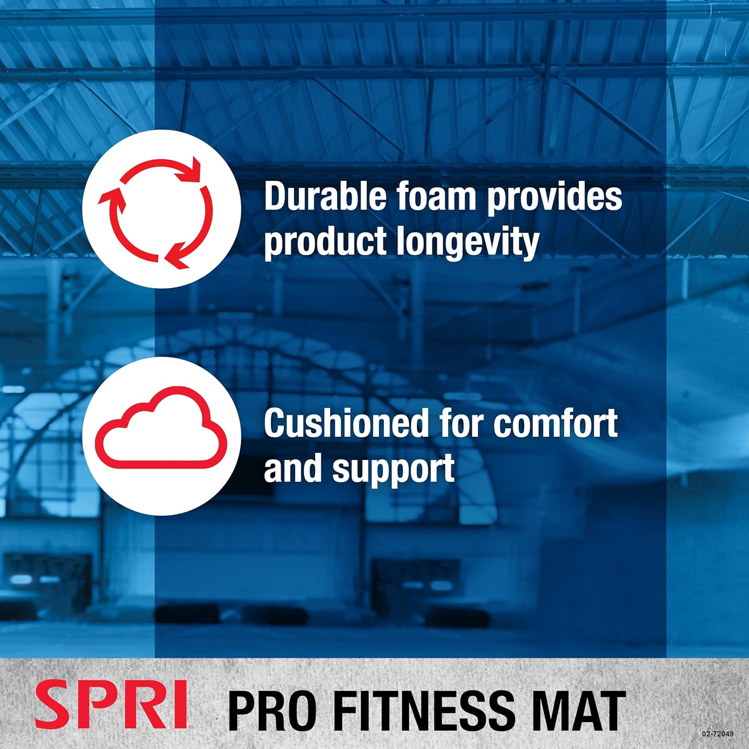 SPRI Pro Fitness Matt de 0.472 pulgadas (0.472 in) – Tapete de ejercicio grueso para entrenamientos de piso, sentadillas, flexiones, estiramiento,