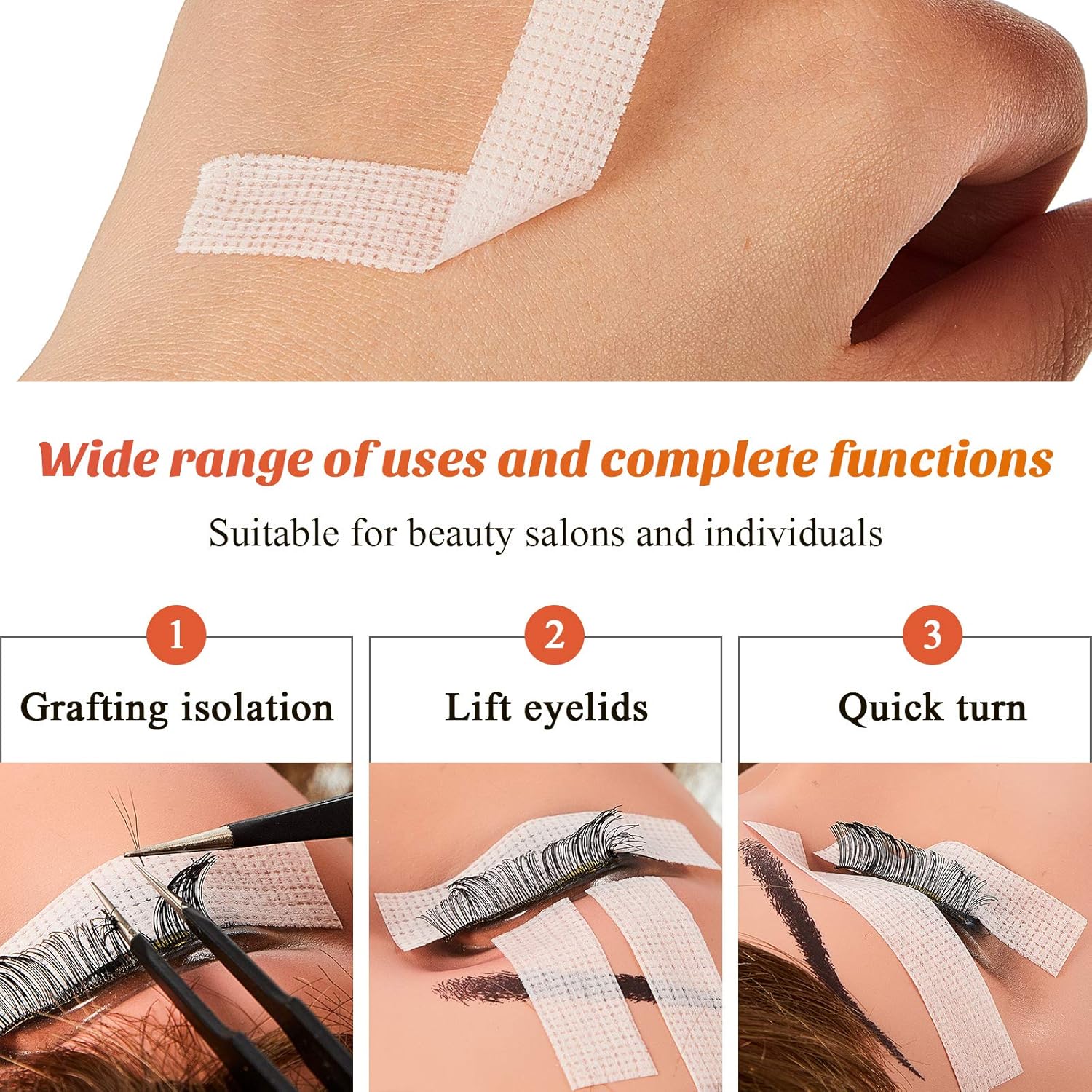 10 Rolls Eyelash Extension Tape Fabric Eyelash Tape Breathable Eyelash Grafting Tape False Eyelash Adhesive Non-woven Tape DIY Sticker for Eyelash