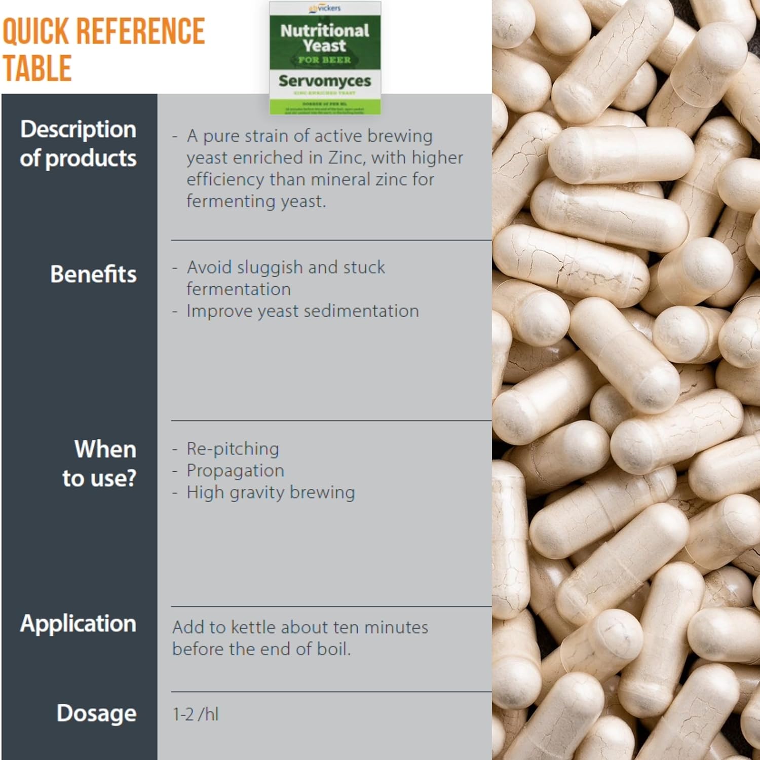 Servomyces Levadura nutritiva para elaboración de cerveza (6 cápsulas) – Levadura nutricional enriquecida con zinc para elaboración de cerveza