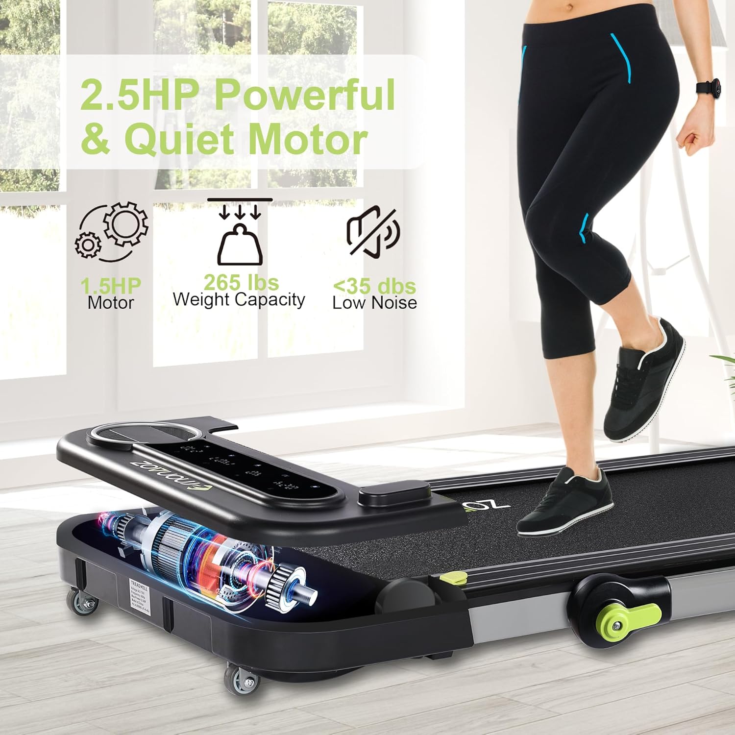 Caminadora 2 en 1 para usar debajo del escritorio, para uso en la oficina en casa con altavoz Bluetooth, 2.5 HP, máquina de correr para correr,